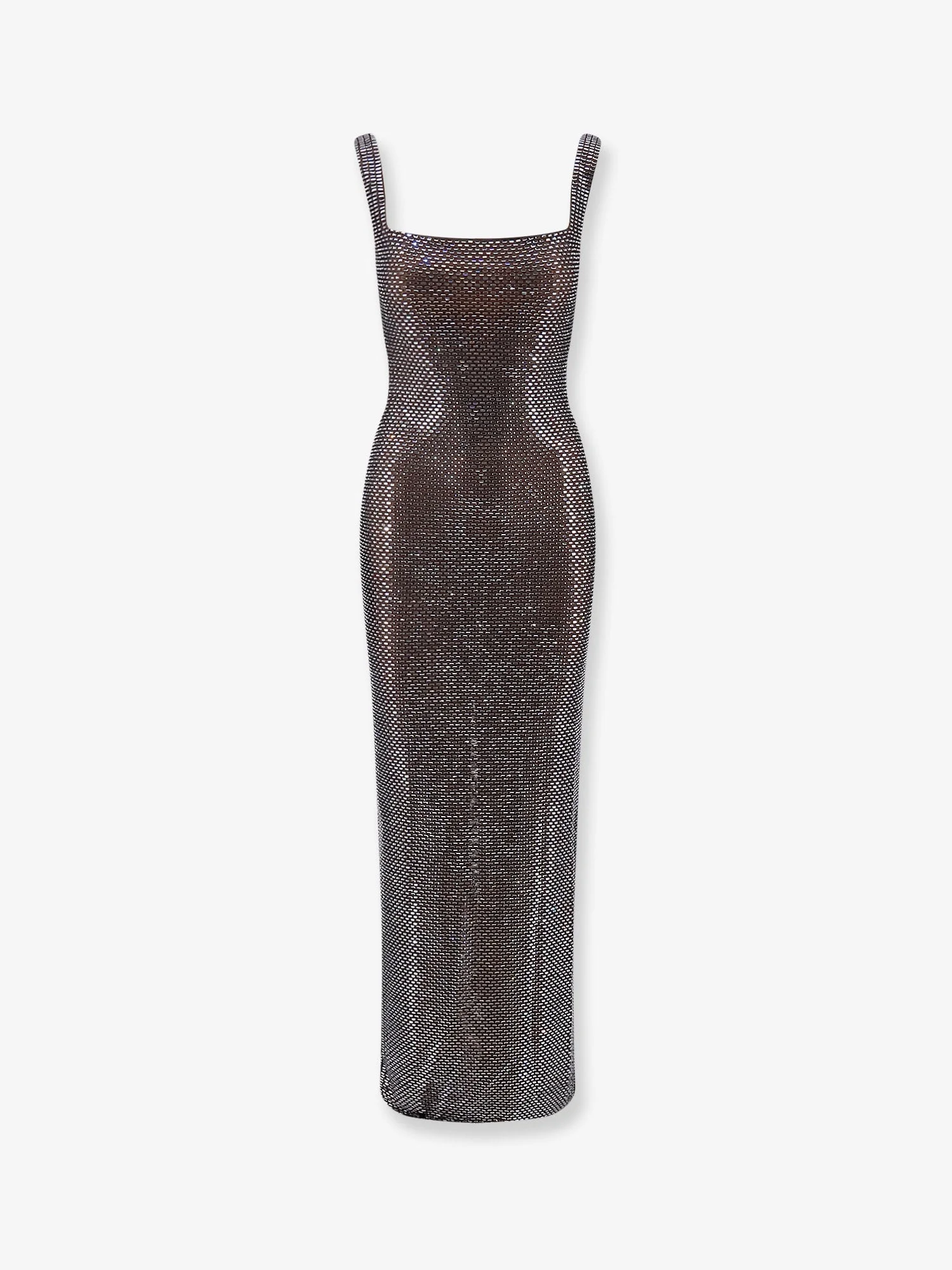 Self-Portrait Long Dress with Rhinestones Silver - 1