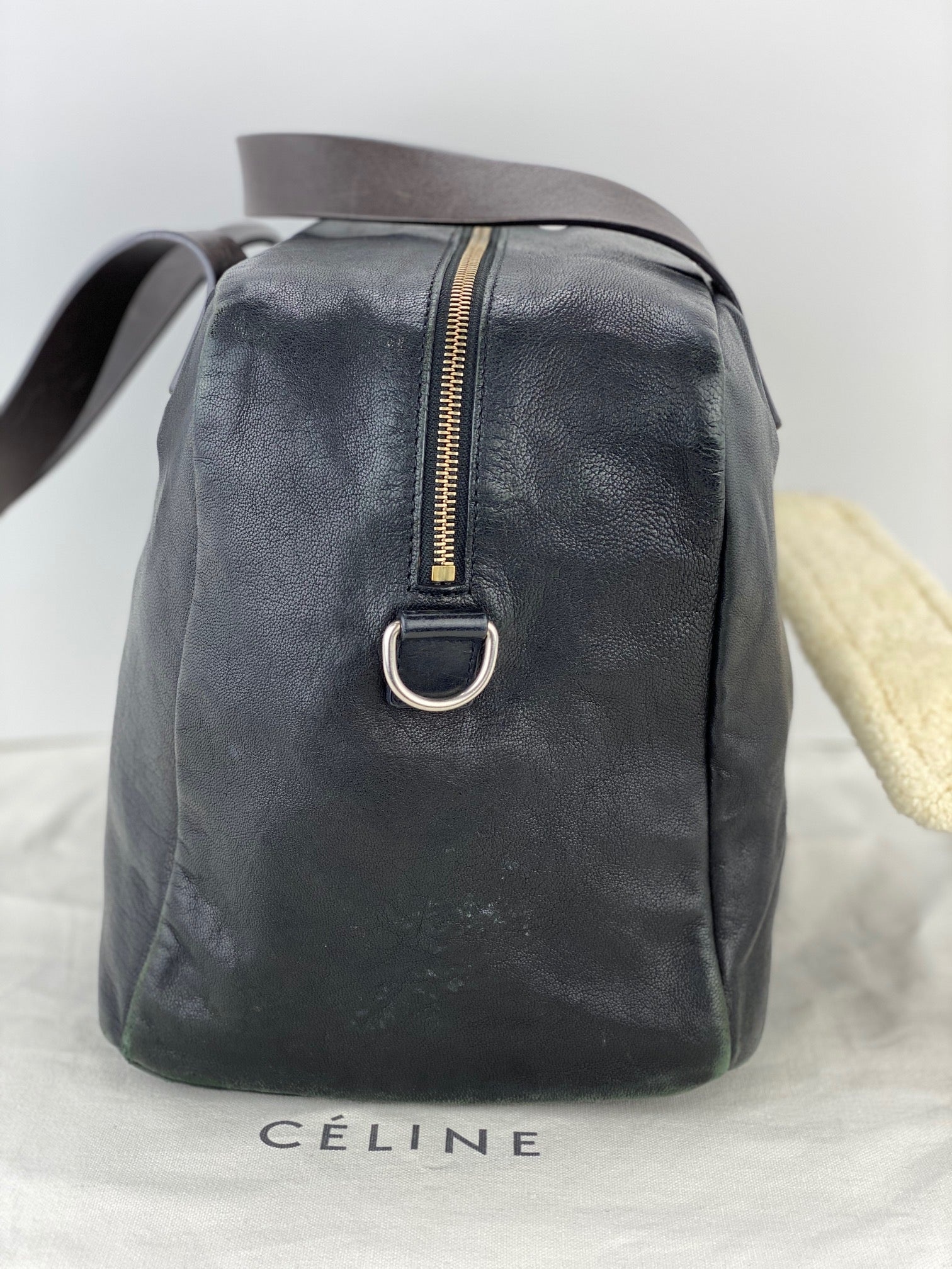 Celine Black Leather Handle Bag Vintage Briefcase messenger Bag - 6
