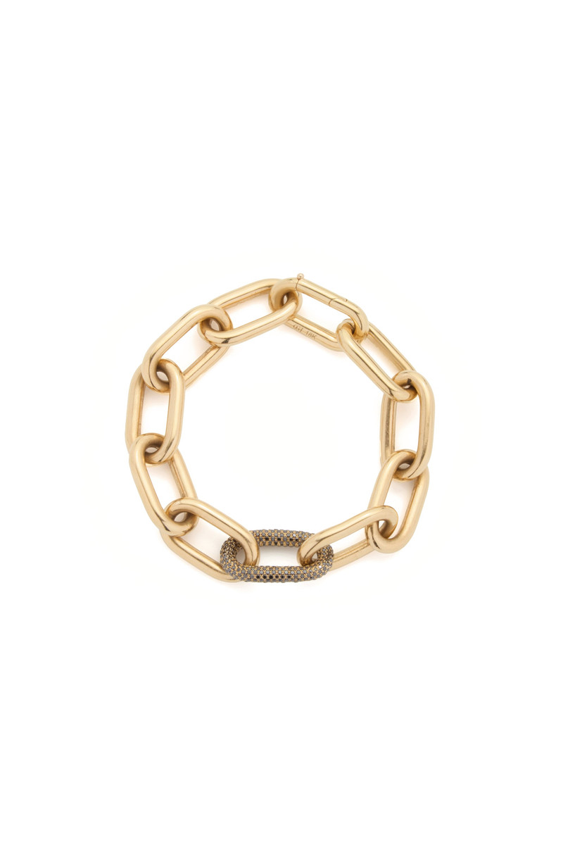 Micro Pave Link Bracelet in 18K Yellow Gold & Black Diamonds (Classic Links) 3