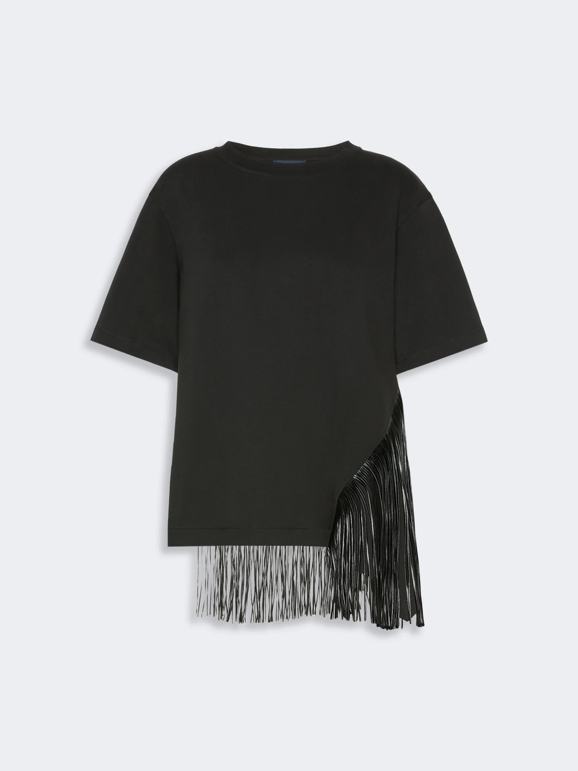 SPONDA Fringed cotton T-shirt - BLACK - 1