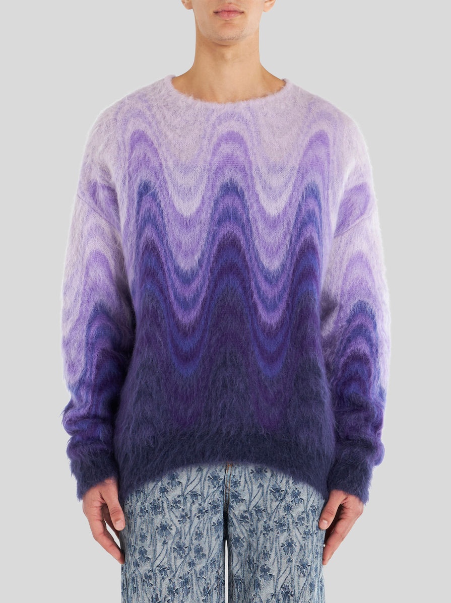 Etro ROUND NECK JUMPER WITH DEGRADÉ WAVES | REVERSIBLE