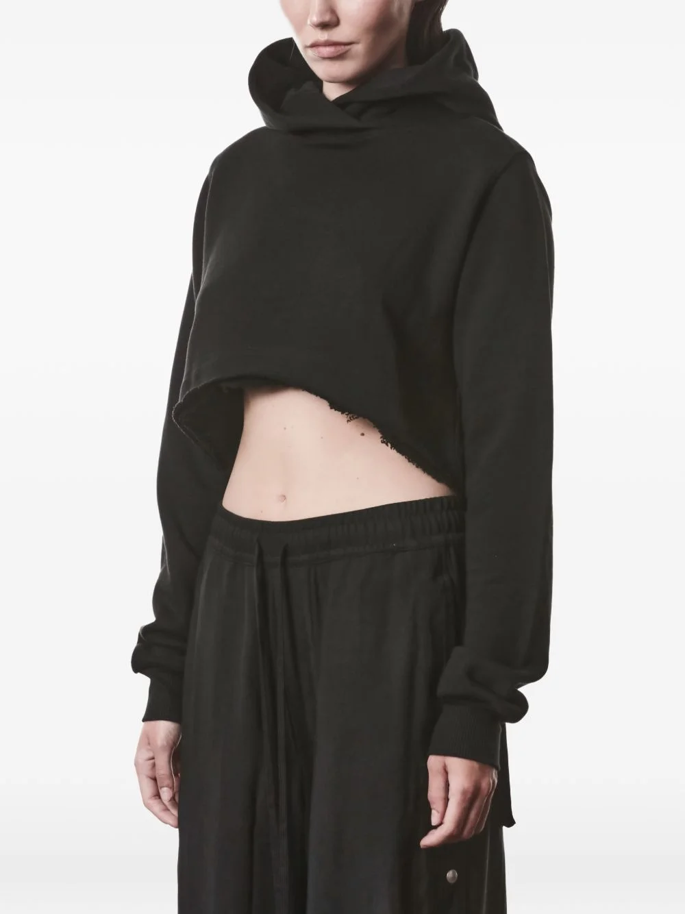 cropped cotton hoodie - 1