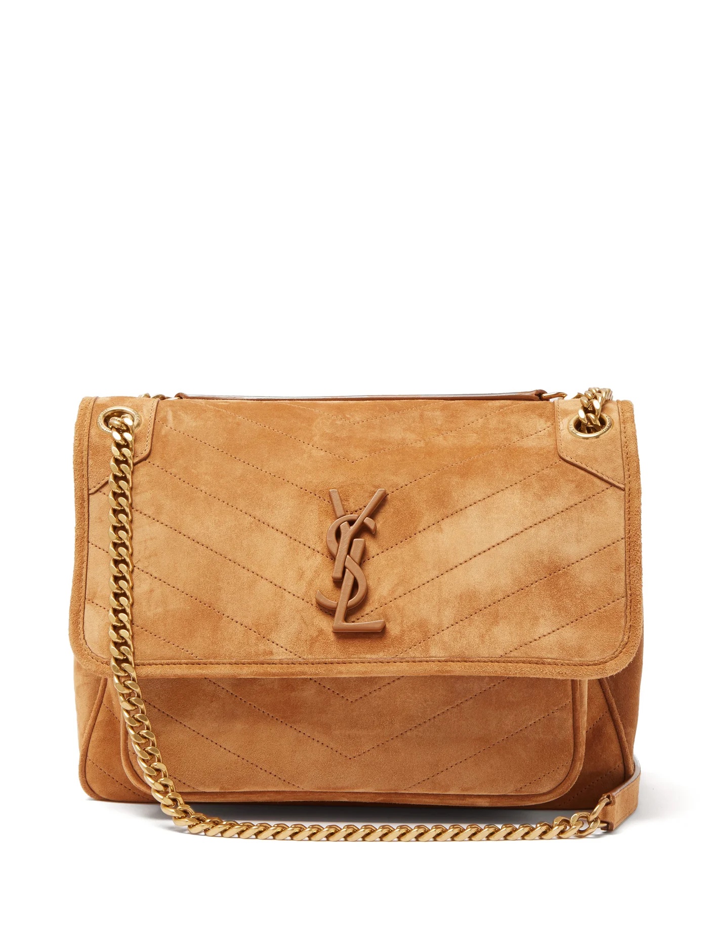 Niki medium YSL-logo quilted-suede shoulder bag - 1