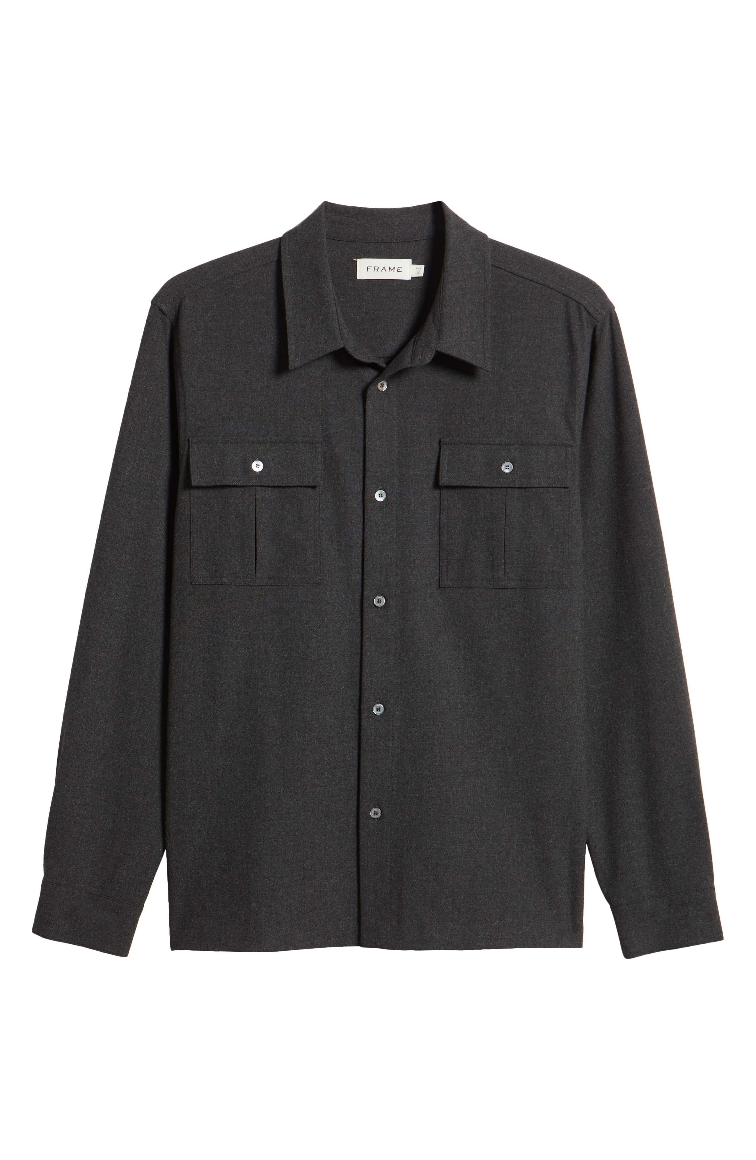 FRAME Classic Stretch Flannel Button-Up Shirt in Grey Melange at Nordstrom - 6
