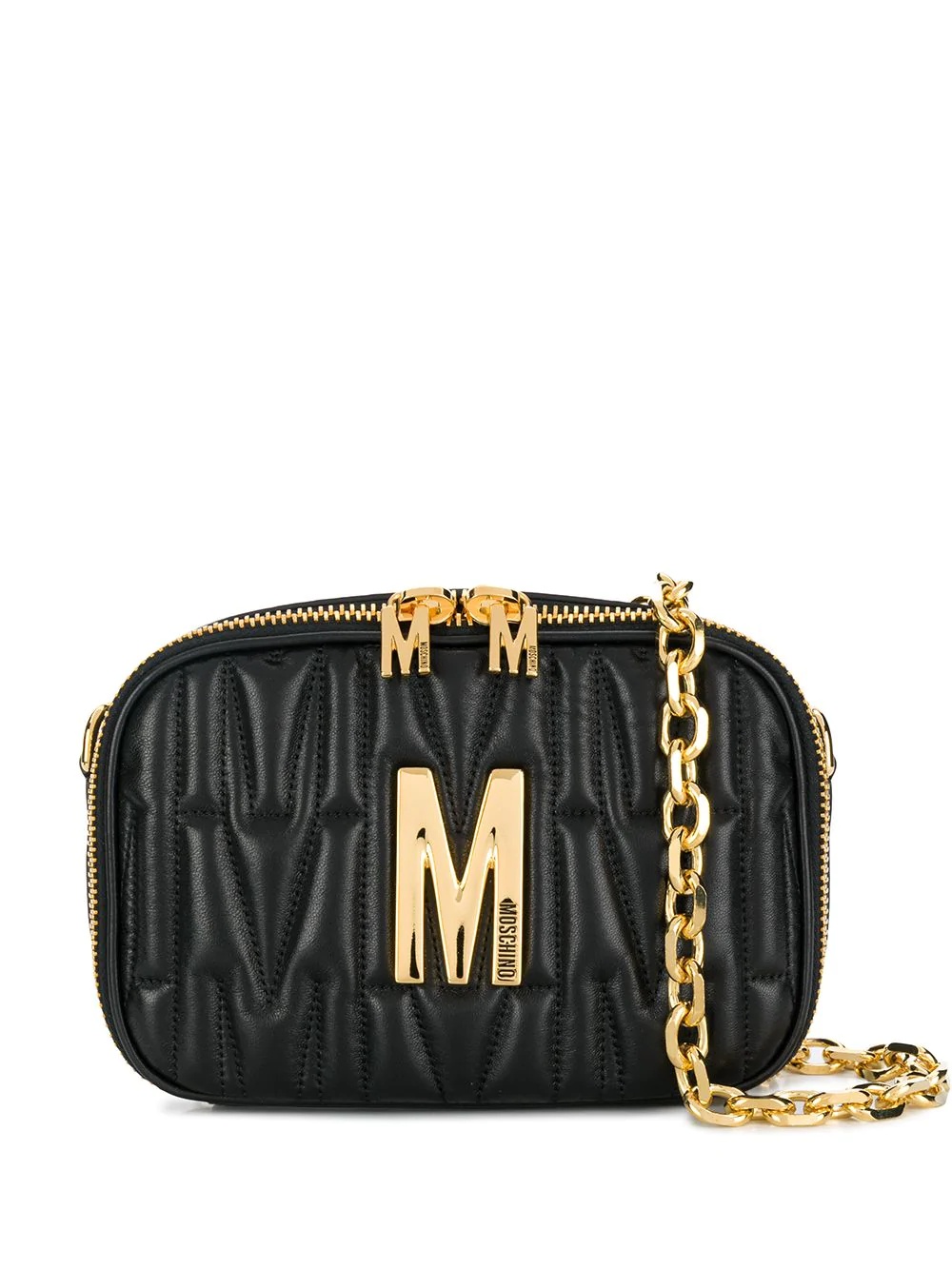 quilted multi-use bag with gold logo - 1