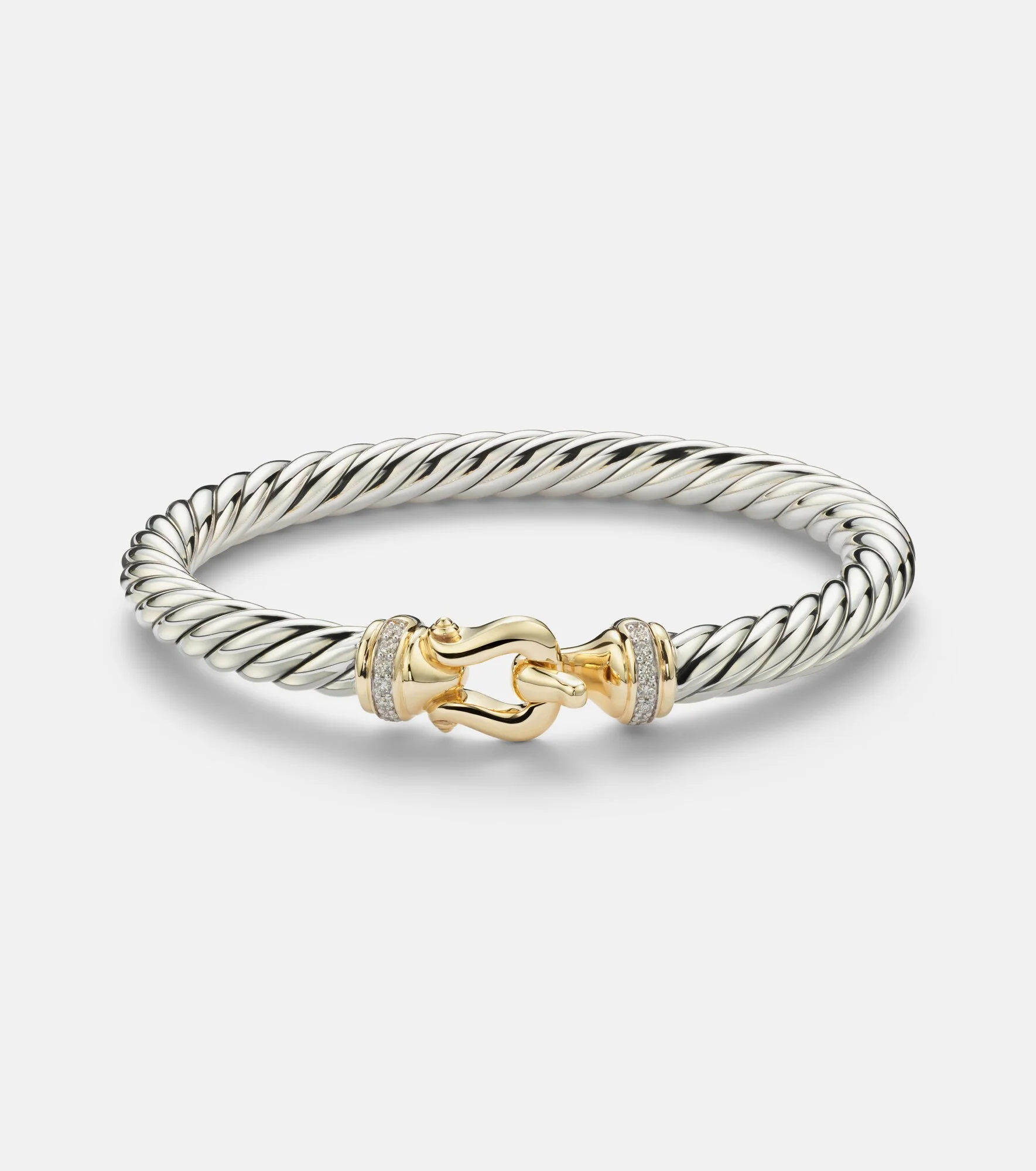 Cable Flex® Buckle sterling silver and 14kt gold bracelet with diamonds - 1