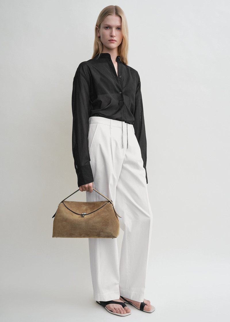 TOTEME T-lock suede top handle tobacco outlook