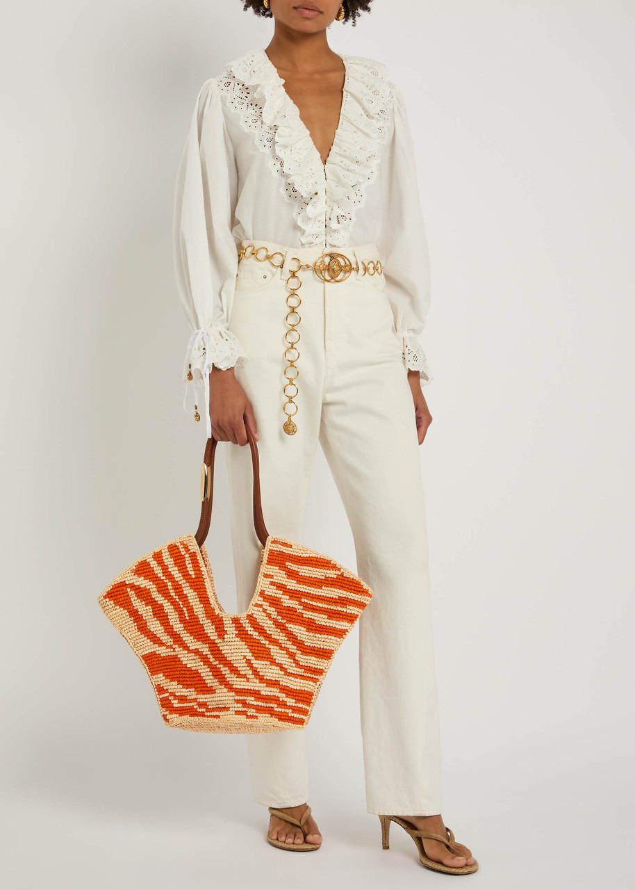 Zimmermann Goldentime Zebra Raffia Tote - 5