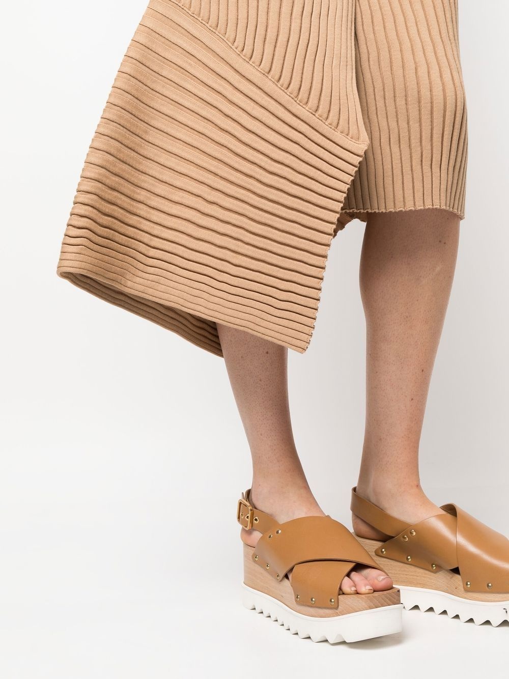 asymmetric rib-knit wrap skirt - 5