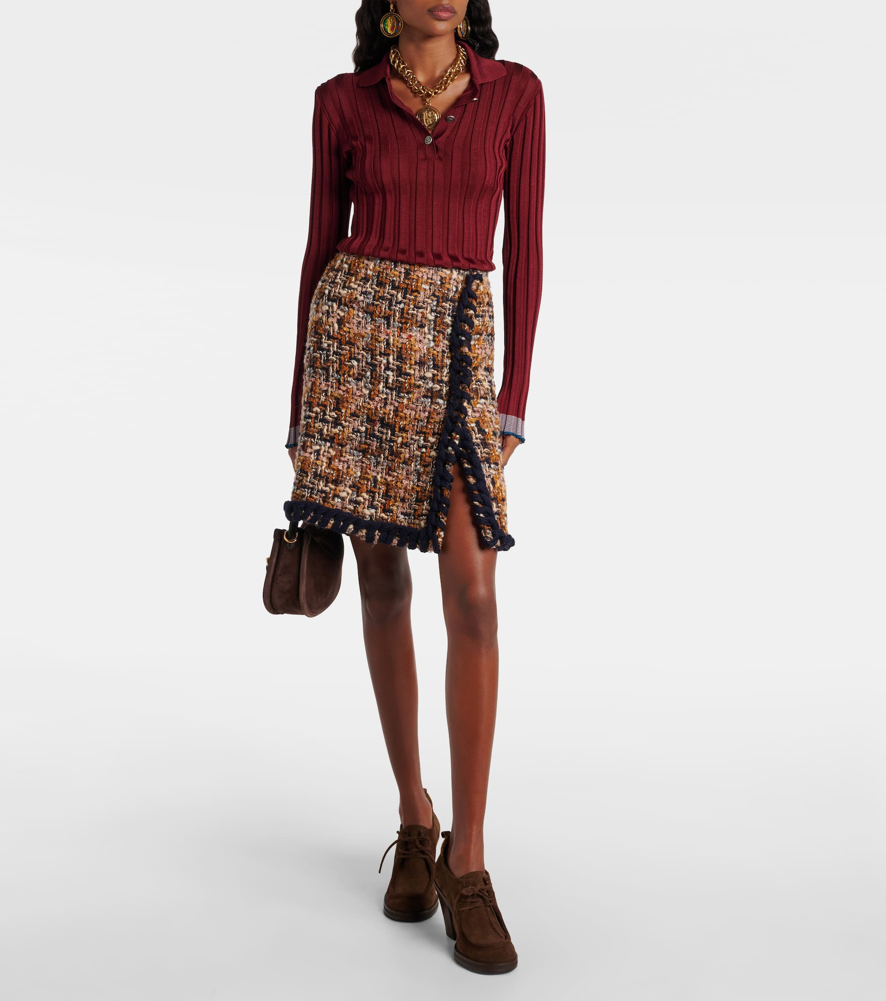 Wool, mohair, and cotton-blend miniskirt - 2