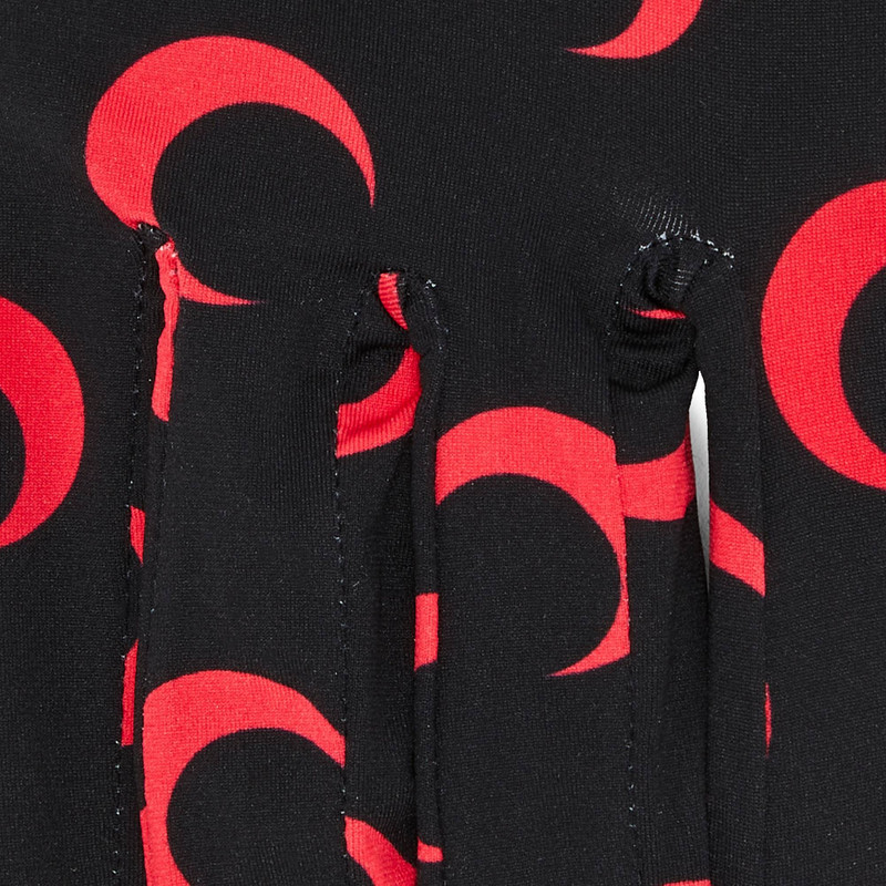 Marine Serre Color Block Moon Logo Print Gloves 'Black/Red' 3