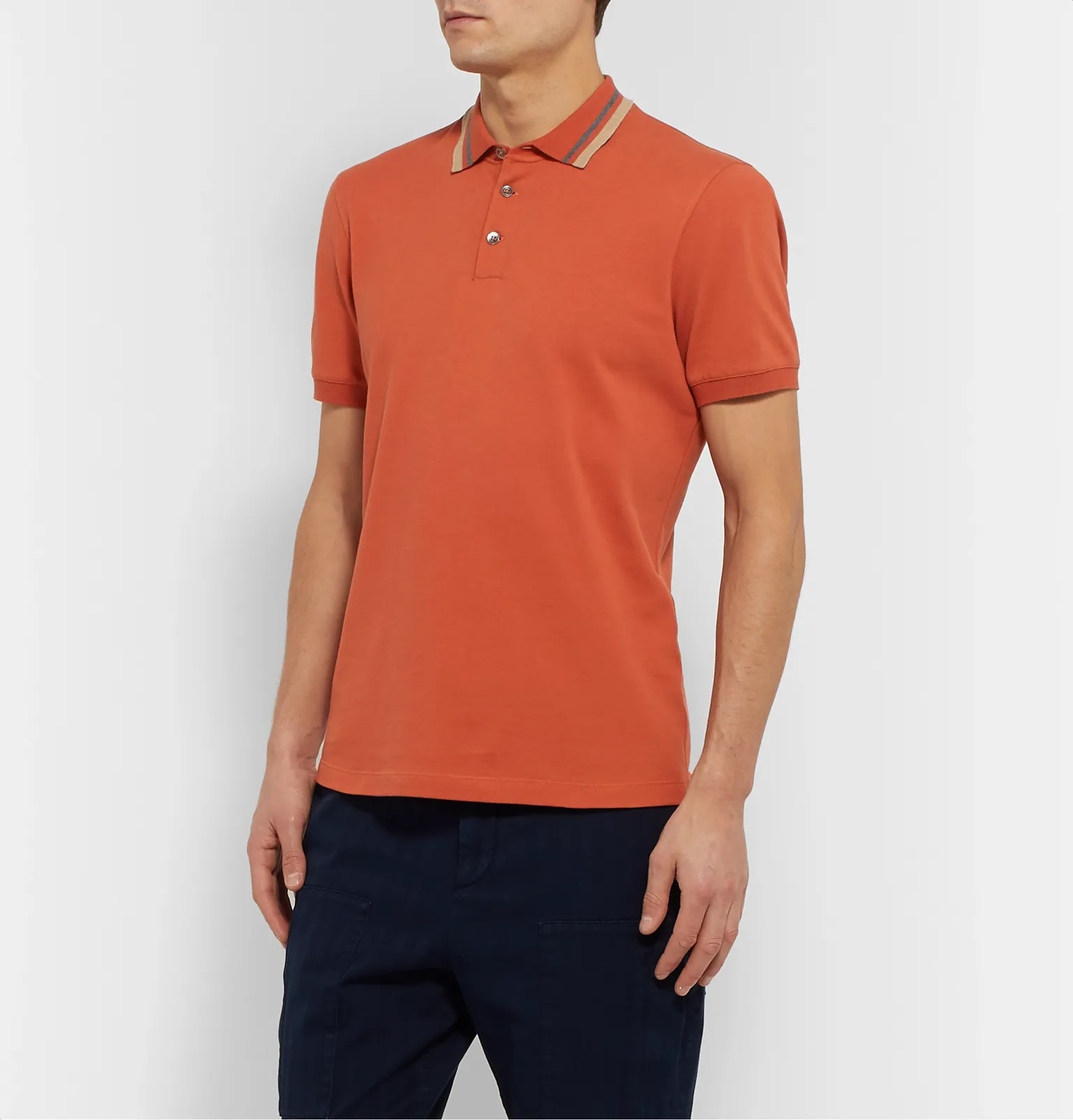 Slim-Fit Contrast-Tipped Cotton-Piqué Polo Shirt - 4