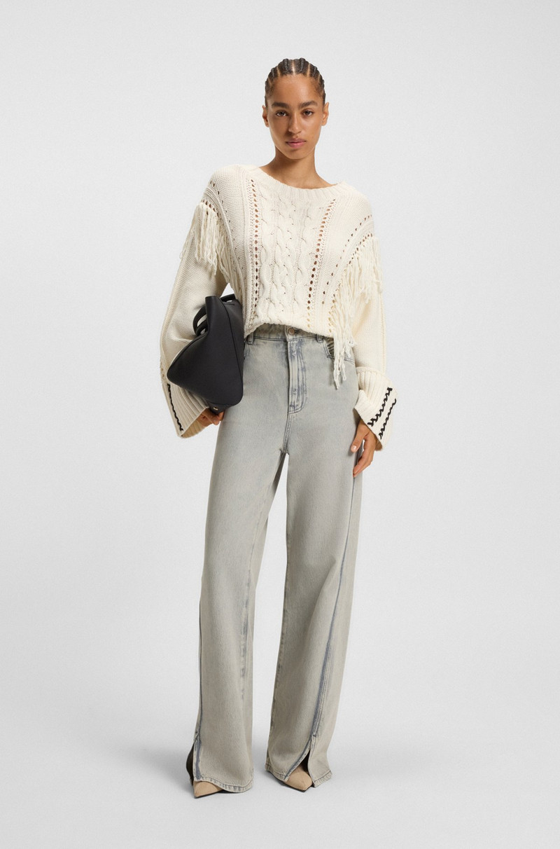 BOSS WIDE-LEG JEANS IN GRAY DENIM WITH HEM SLITS outlook