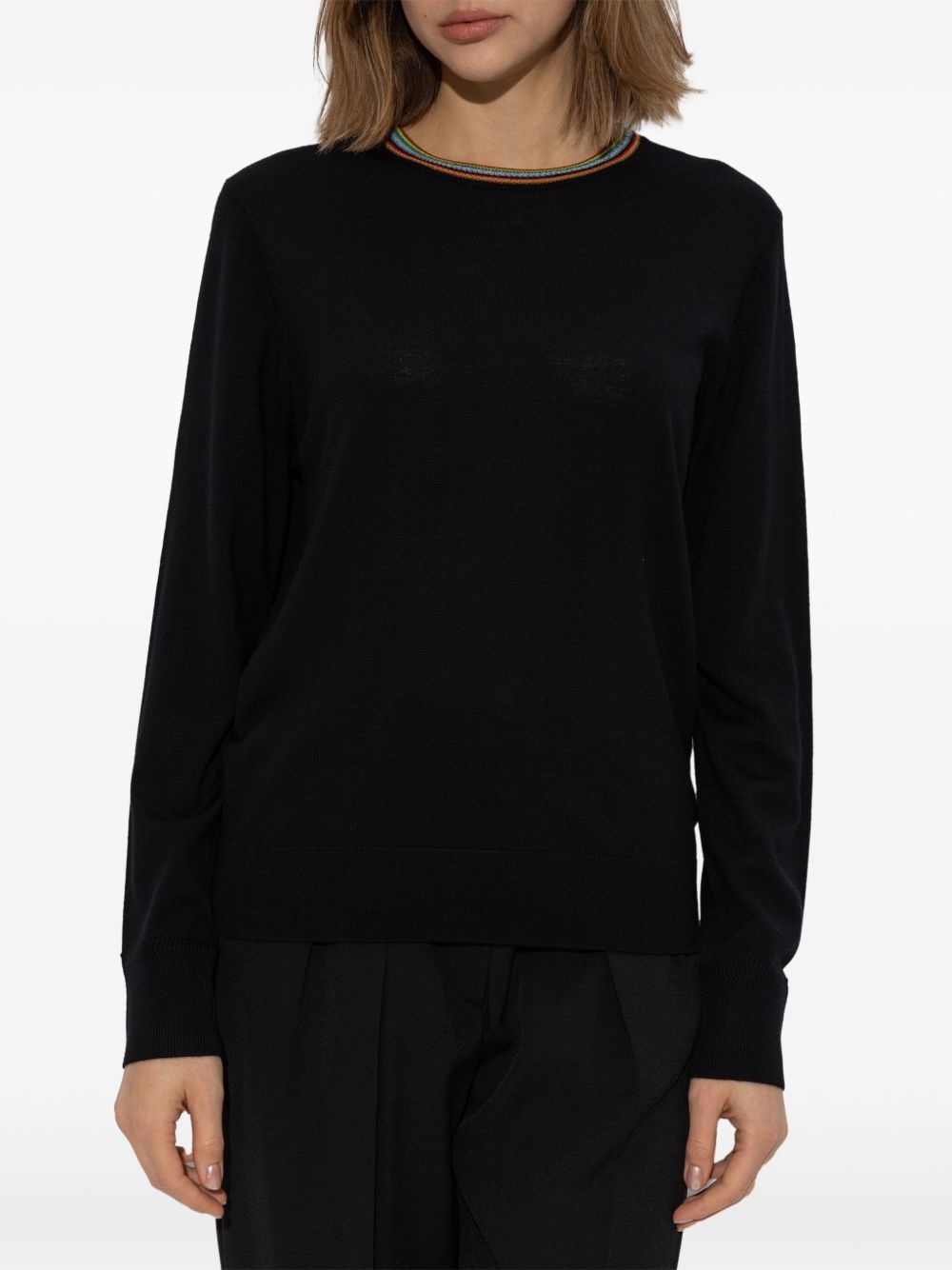 striped-trim sweater - 3