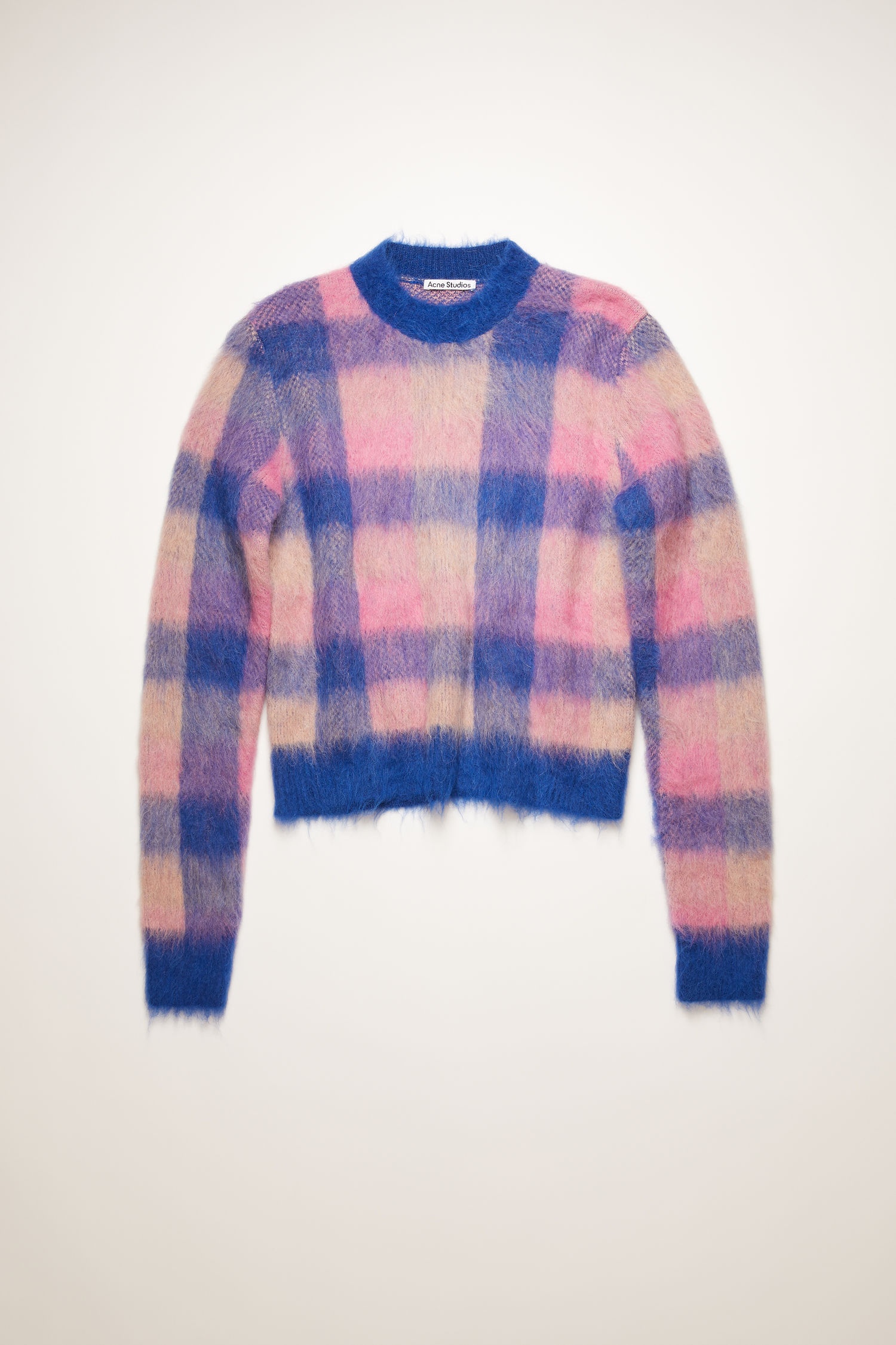 Checked alpaca-blend sweater blue/pink - 1