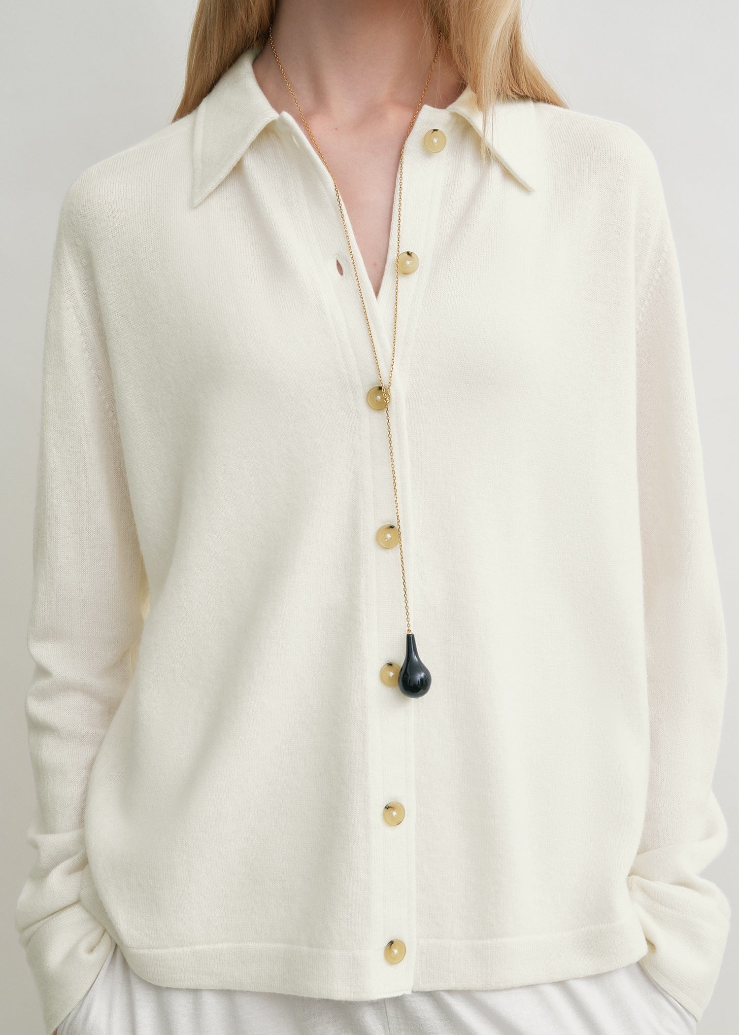 Raglan-sleeve cashmere cardigan white - 5