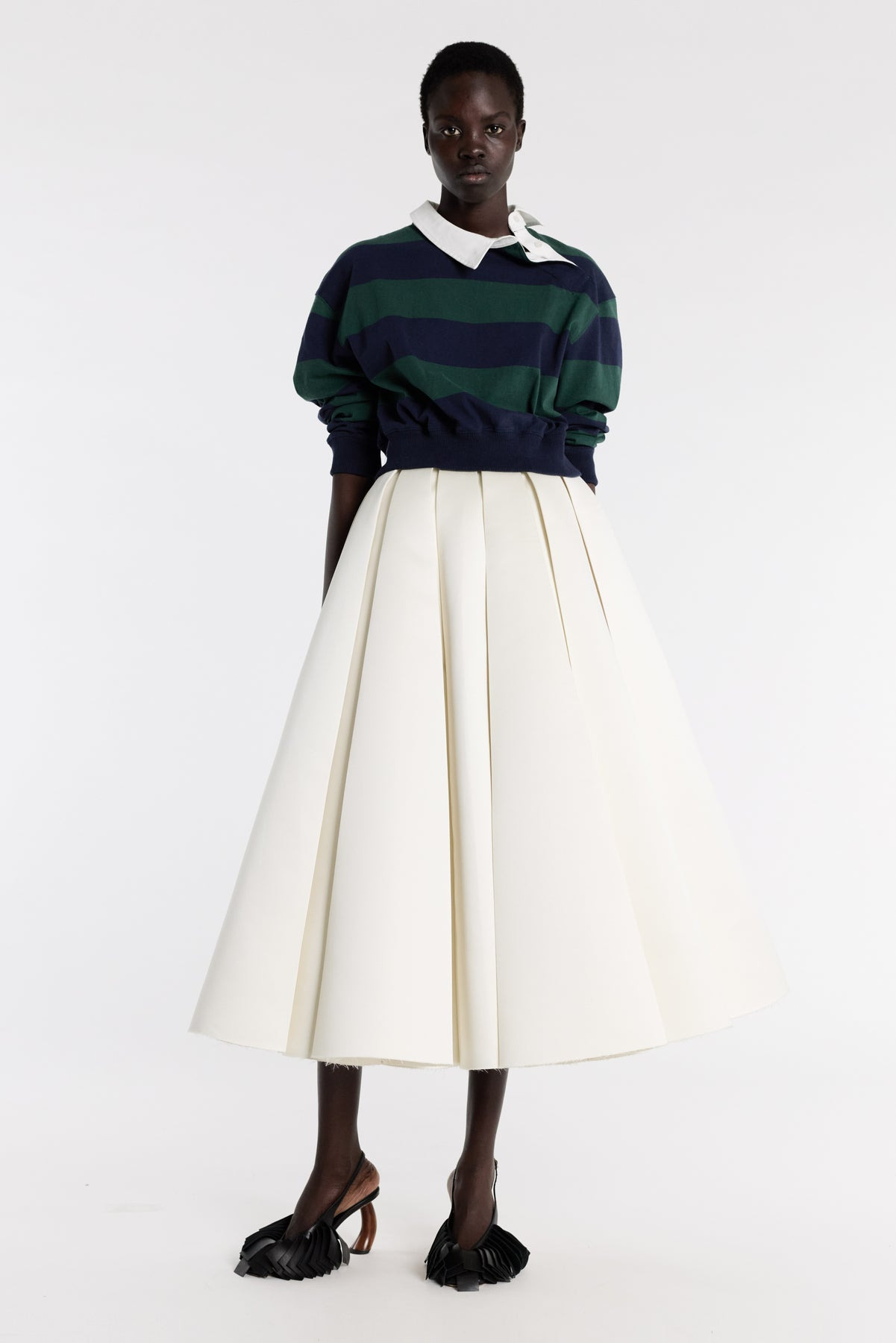 SATIN PANELLED SKIRT IVORY - 5