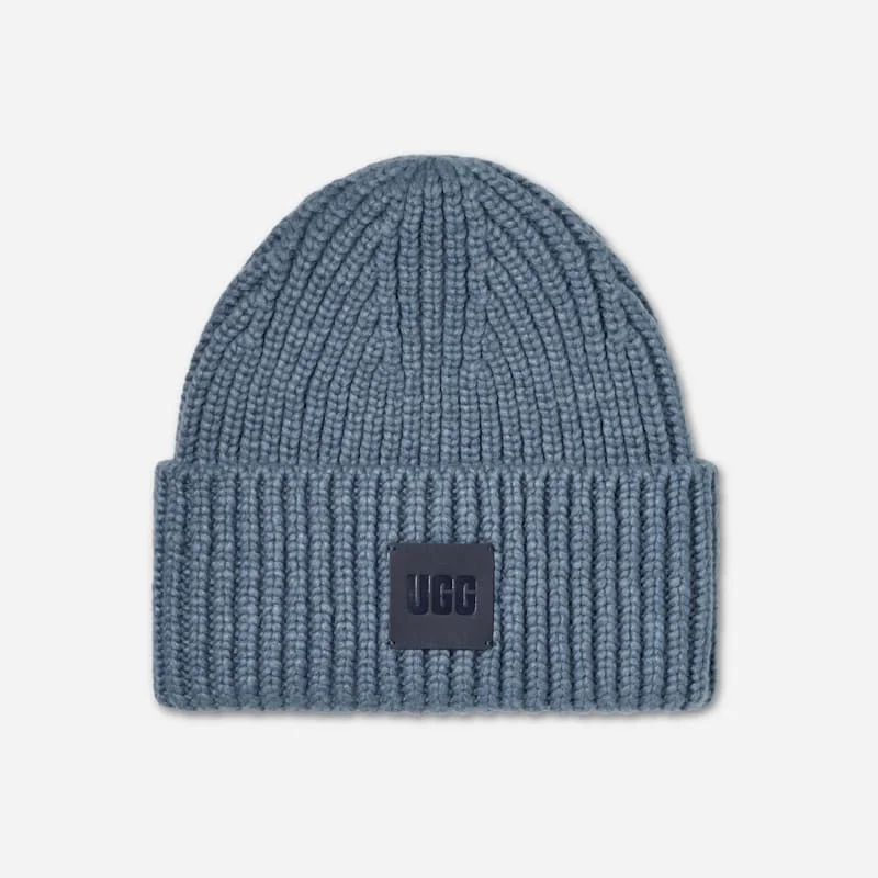 ® Men's Chunky Rib Beanie Polyester Blend in Eve Blue - 1