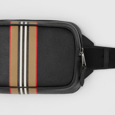 Burberry Icon Stripe Print Grainy Leather Bum Bag outlook