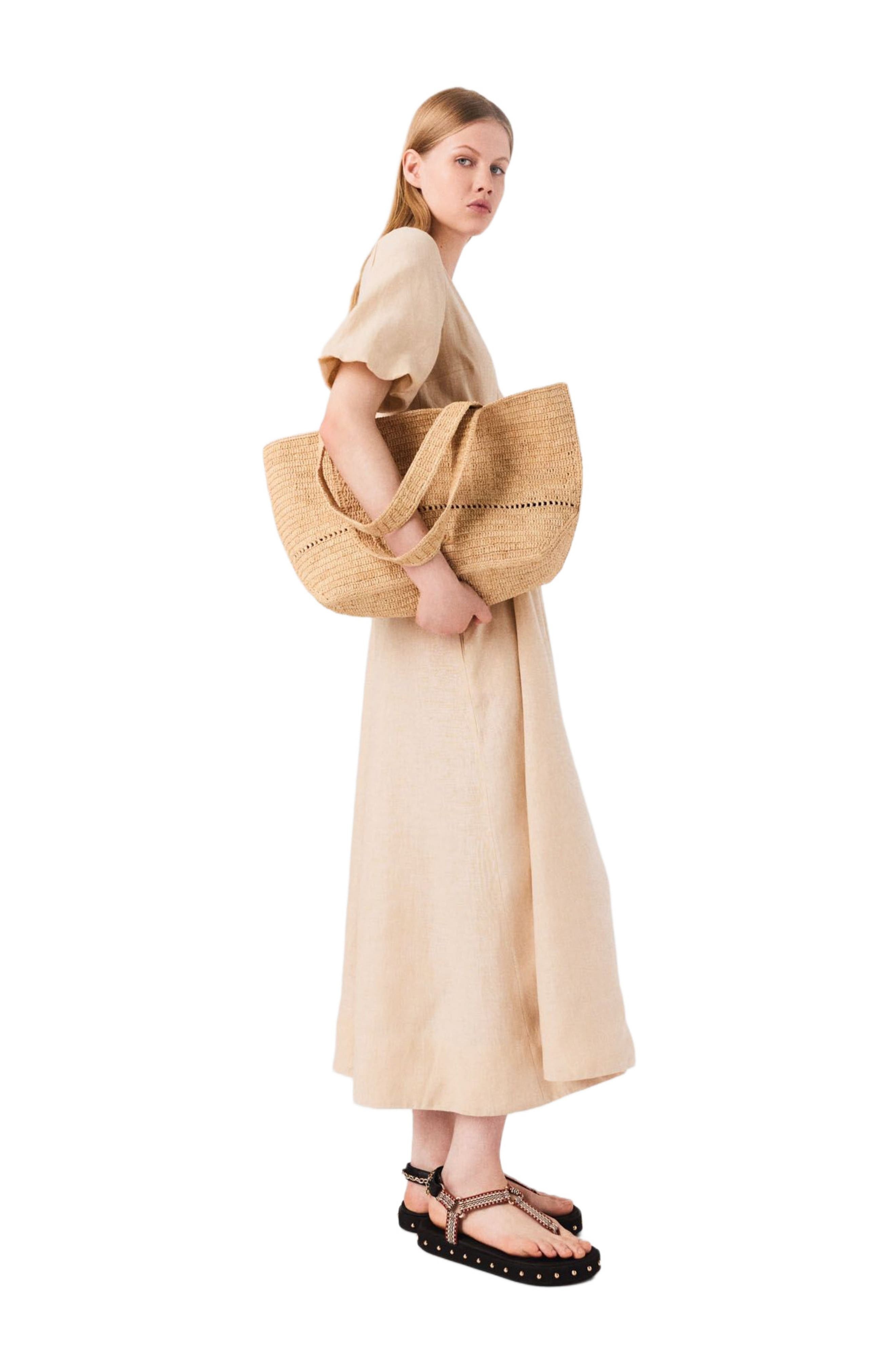 maje Linen maxi dress in Beige at Nordstrom - 3