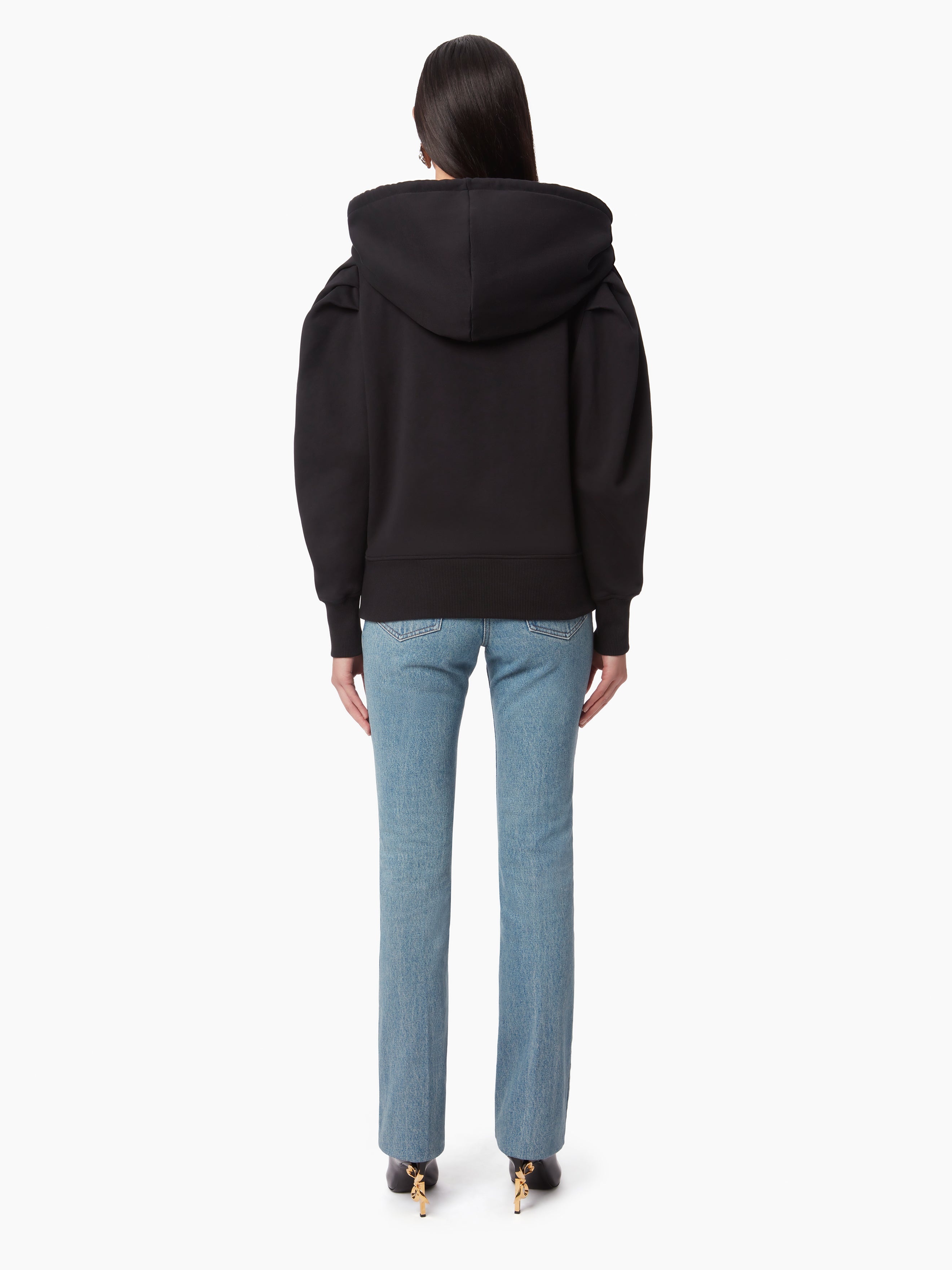 HOODIE WITH PLEATED SLEEVES - 4