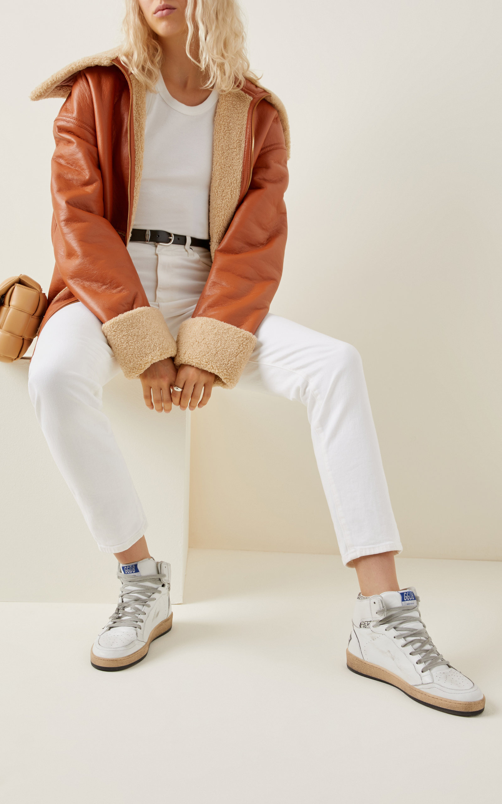 Sky Star Glitter-Embellished Leather Sneakers white - 2