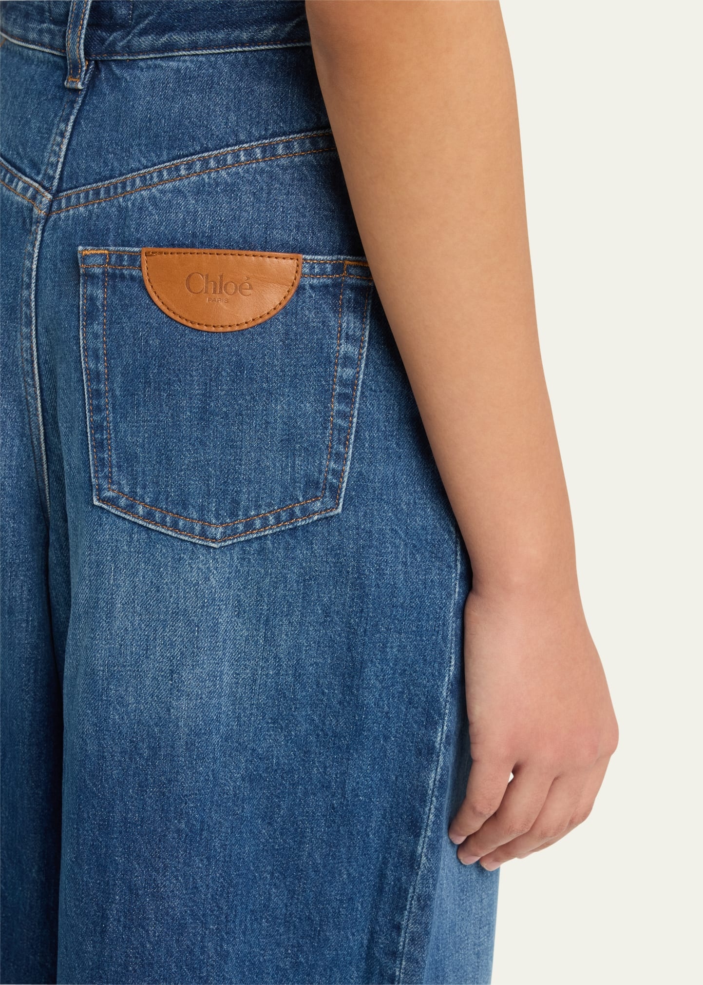 Wide Leg Denim Trousers - 5