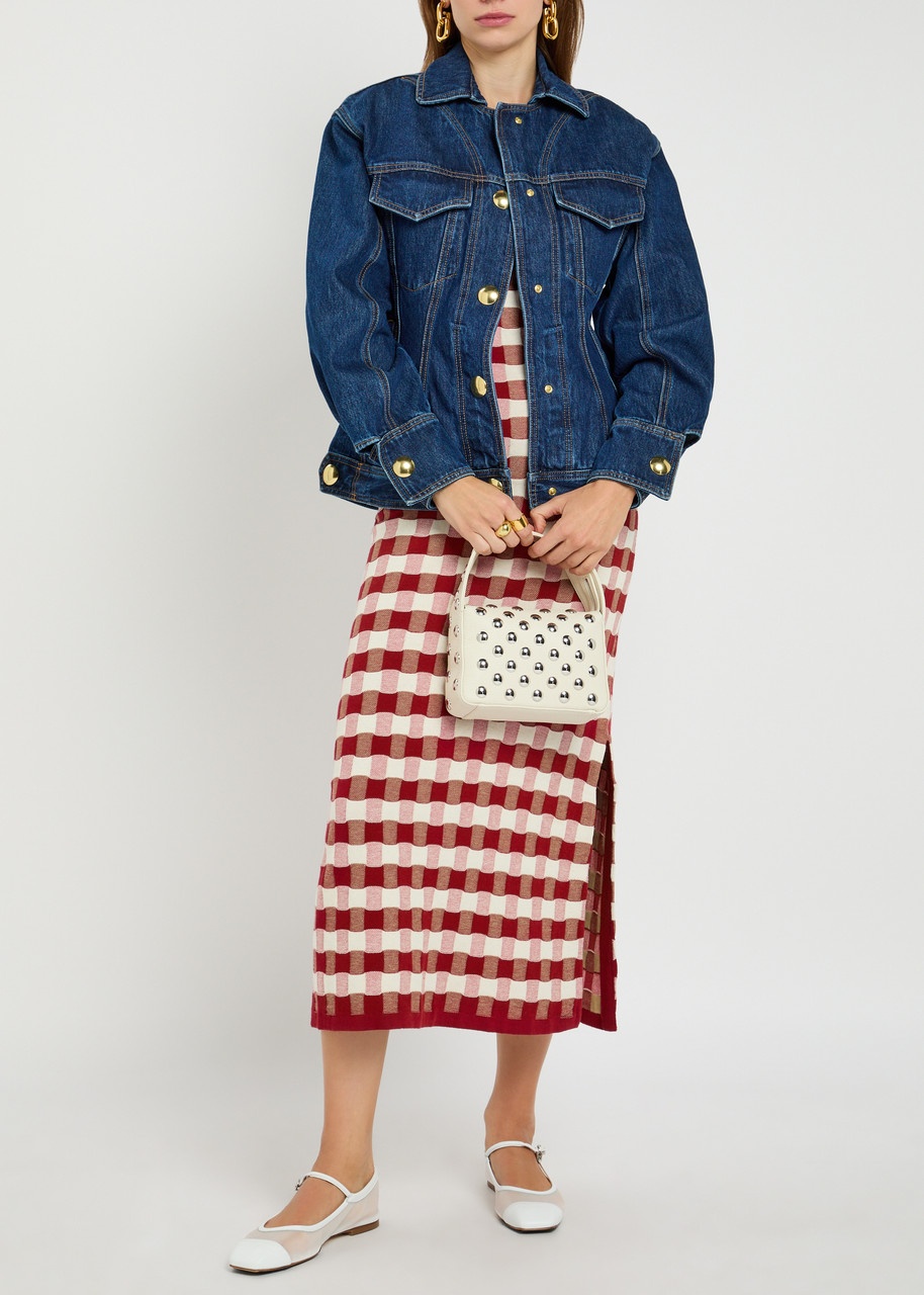 House OF Sunny Picnic Hockney Checked Cotton-knit Midi Dress - 4