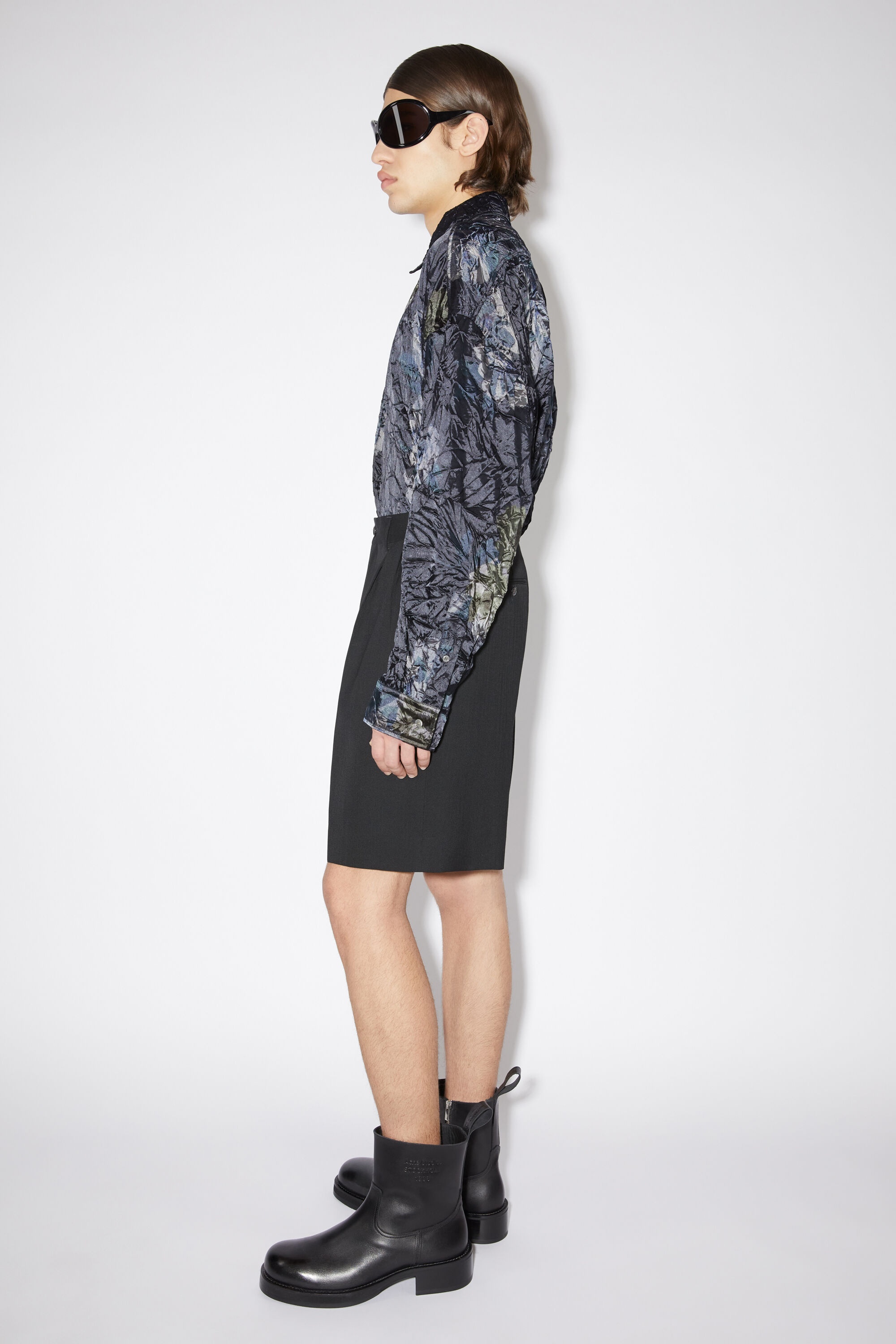 Tailored pleated shorts - Black - 4