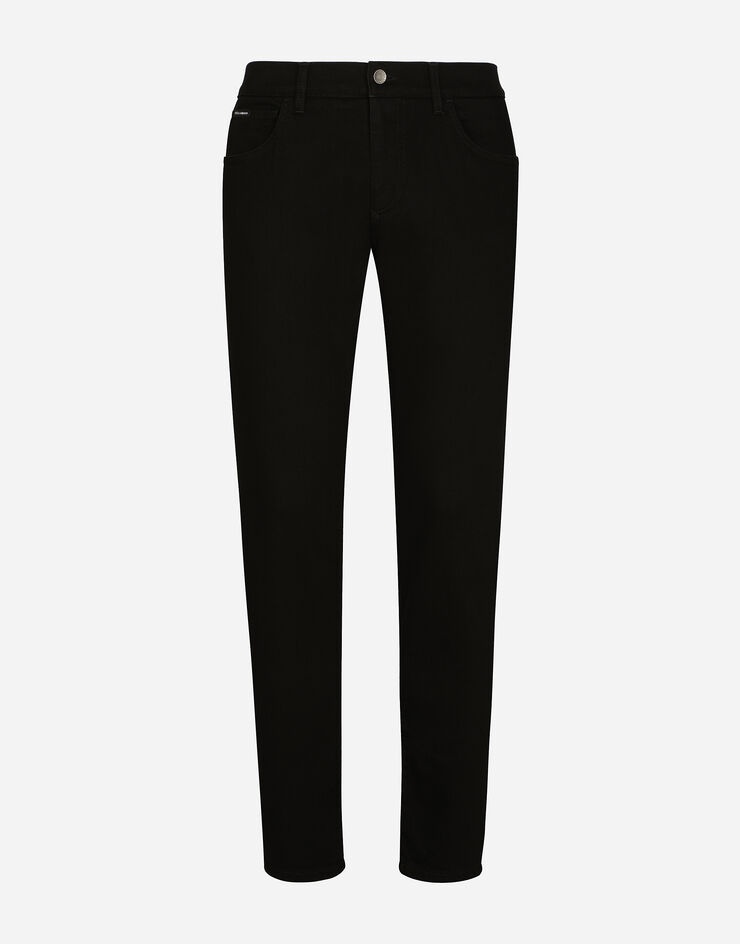 Washed black slim-fit stretch jeans - 3