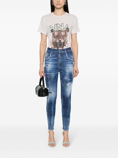 DSQUARED2 paint-splatter distressed tapered jeans outlook