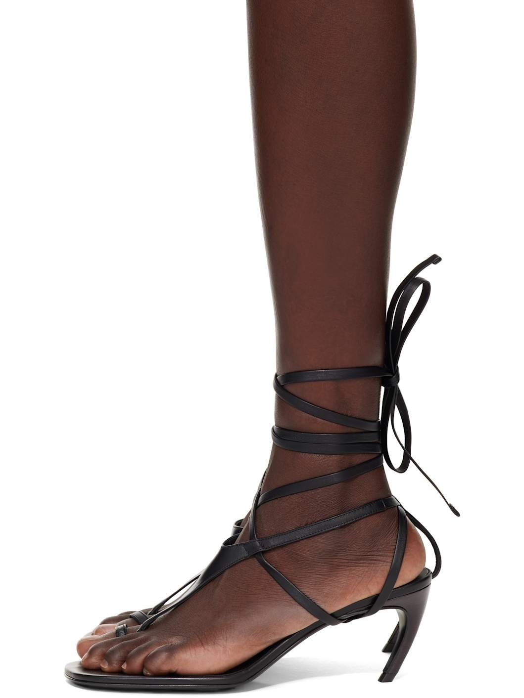 Black Nova Thong Heeled Sandals - 3