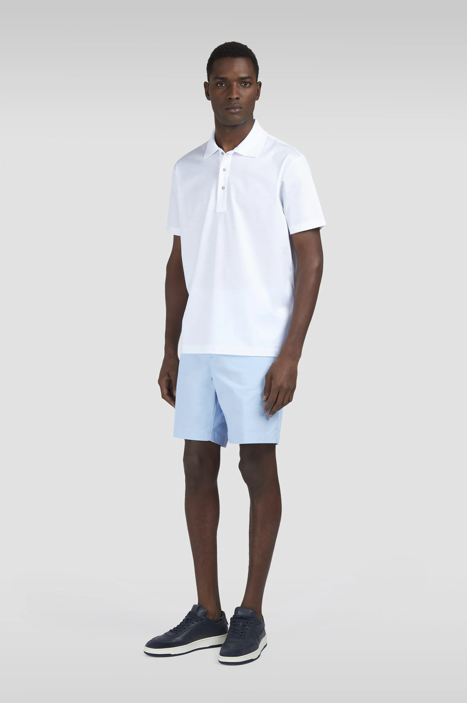 DOUBLE MERCERISED COTTON JERSEY POLO SHIRT WITH SHARK FIN EMBROIDERY - 1
