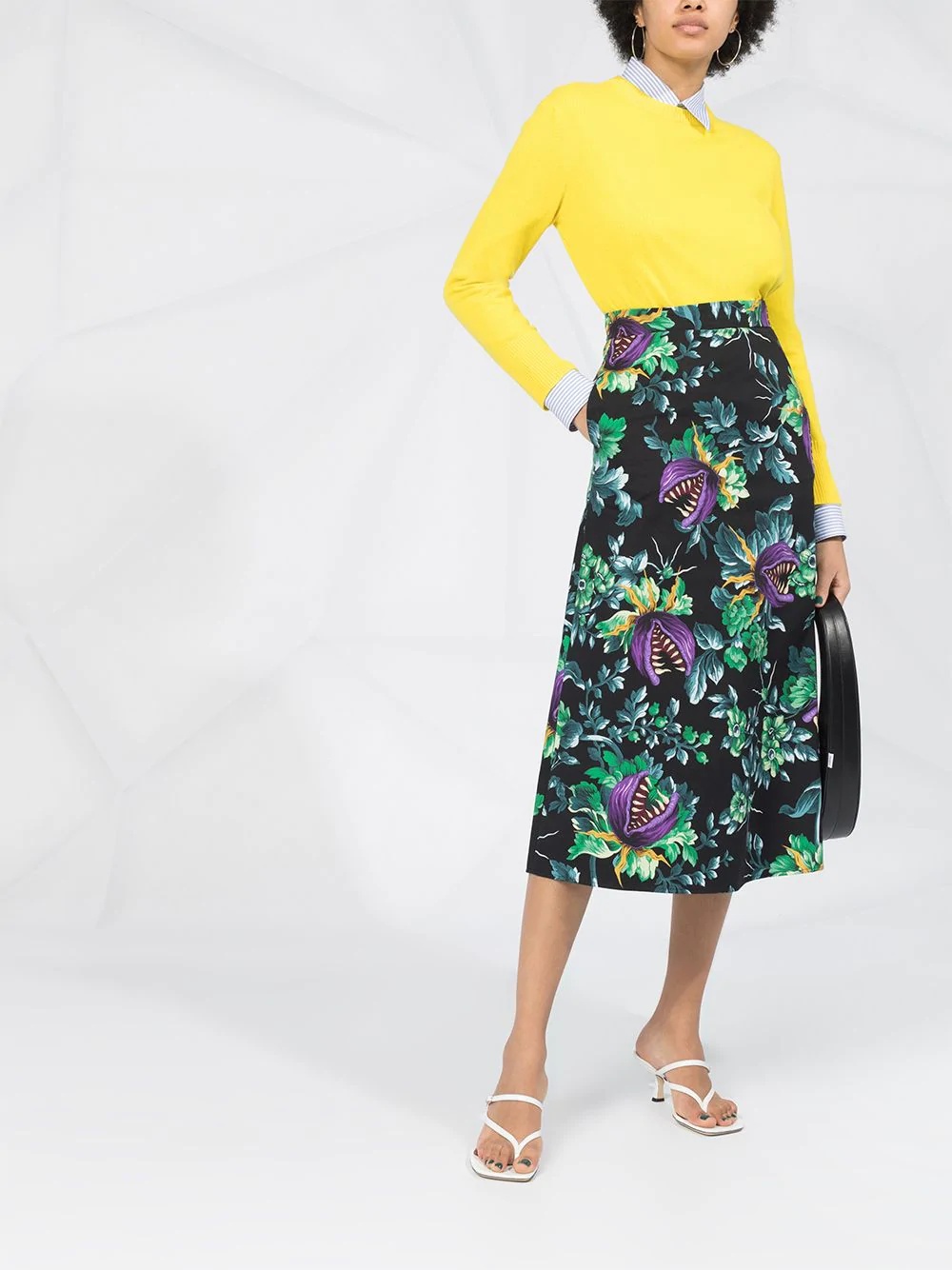 floral print cotton pencil skirt - 3