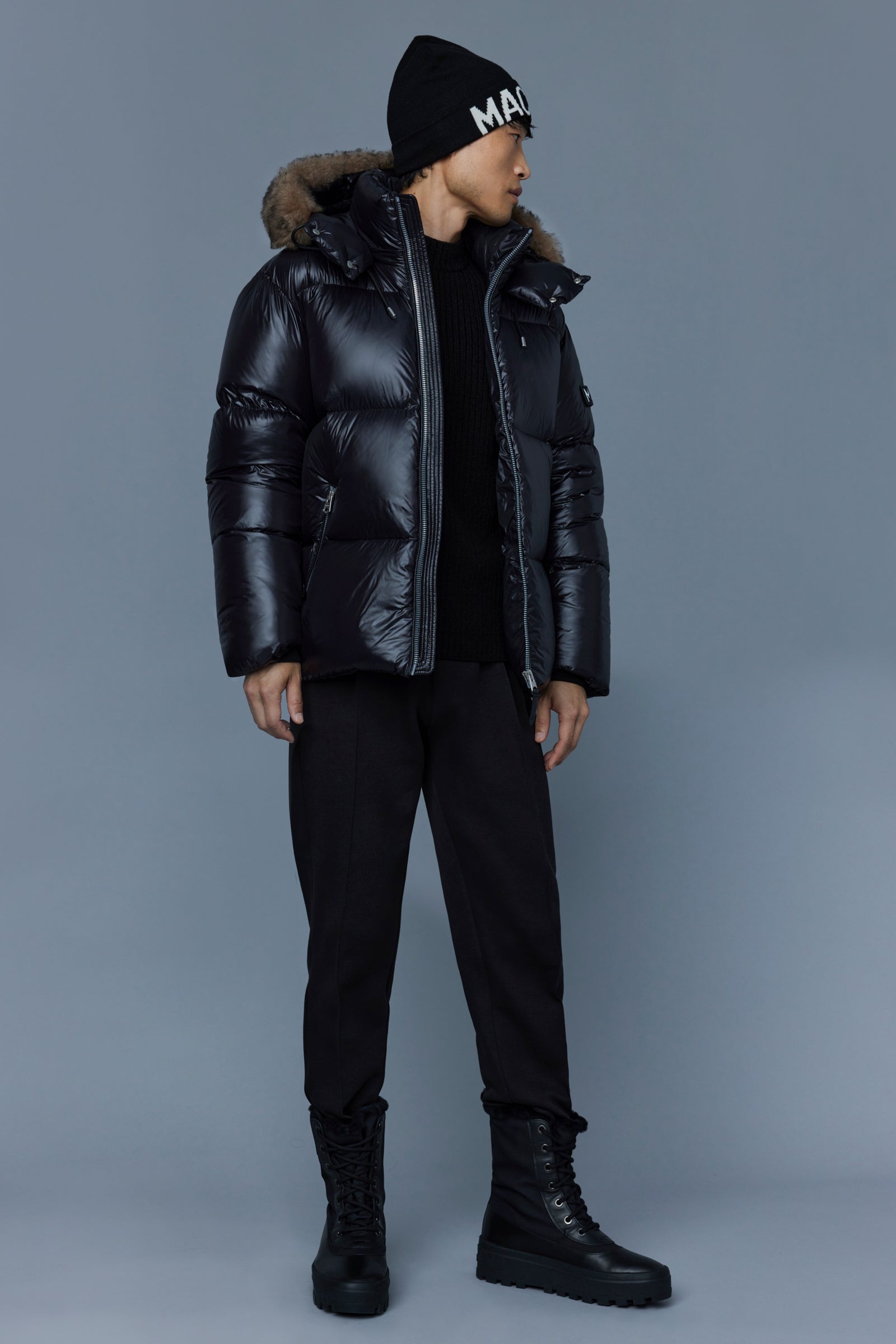 KENT lustrous light down jacket with shearling - 5