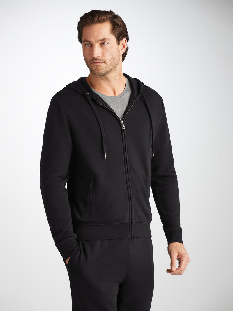 Derek Rose Men's Hoodie Quinn Cotton Modal Black outlook