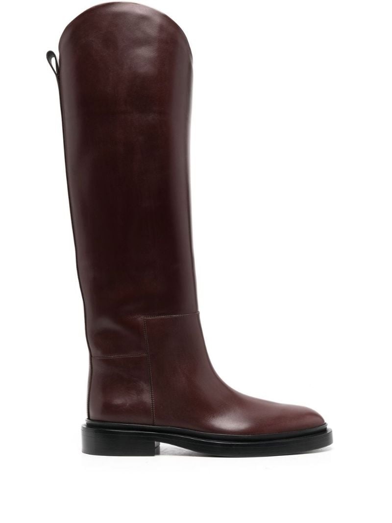 knee-length leather boots - 1