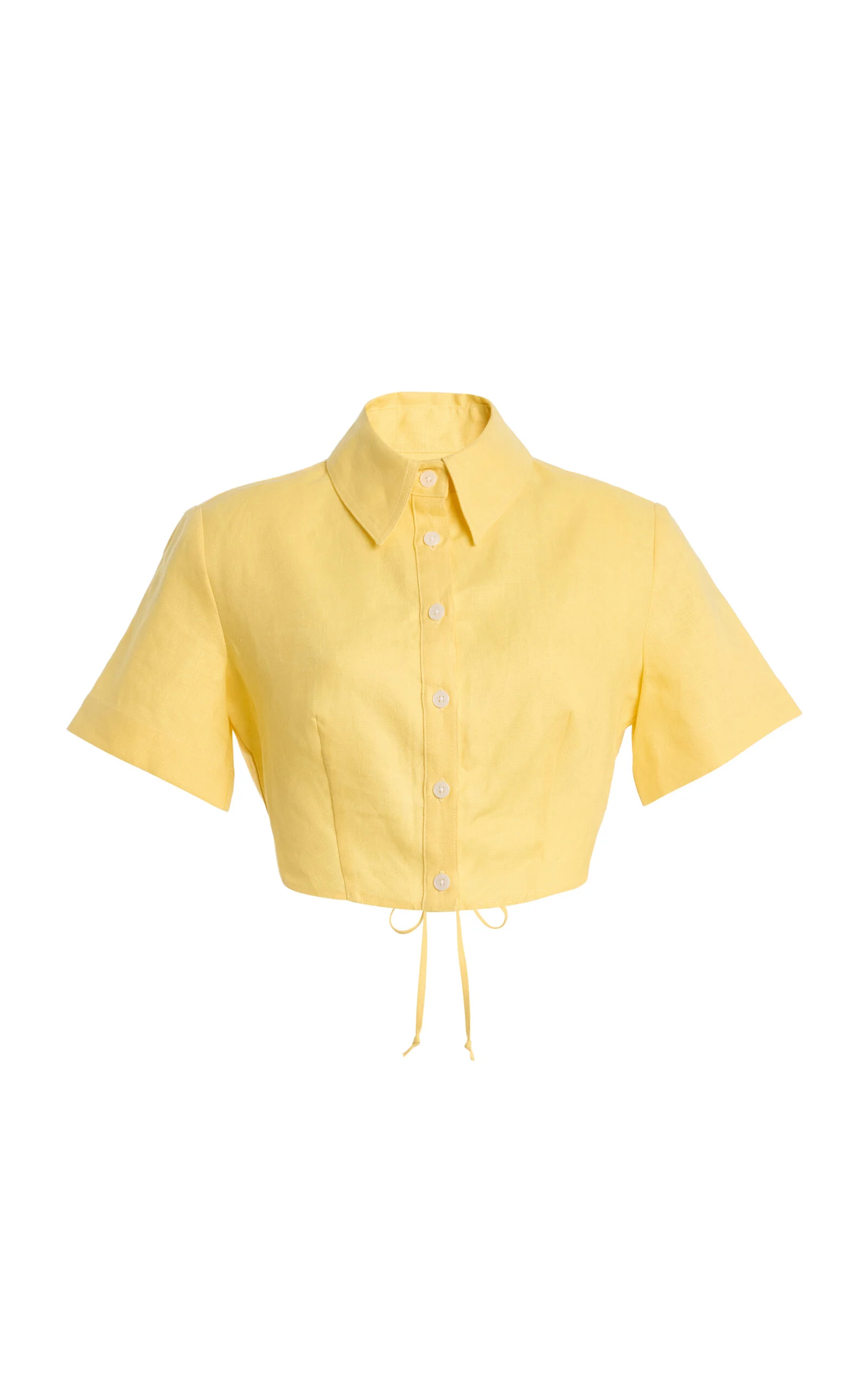 Cropped Linen Open-Back Shirt yellow - 1