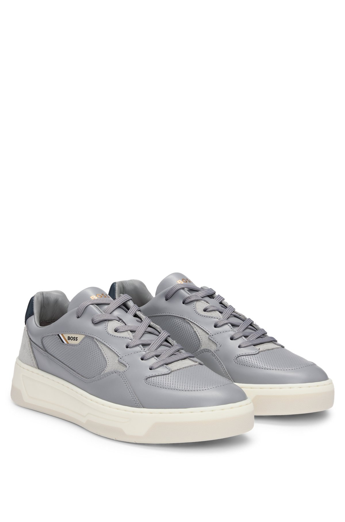 MIXED-LEATHER TRAINERS WITH LAYERED UPPER - 2
