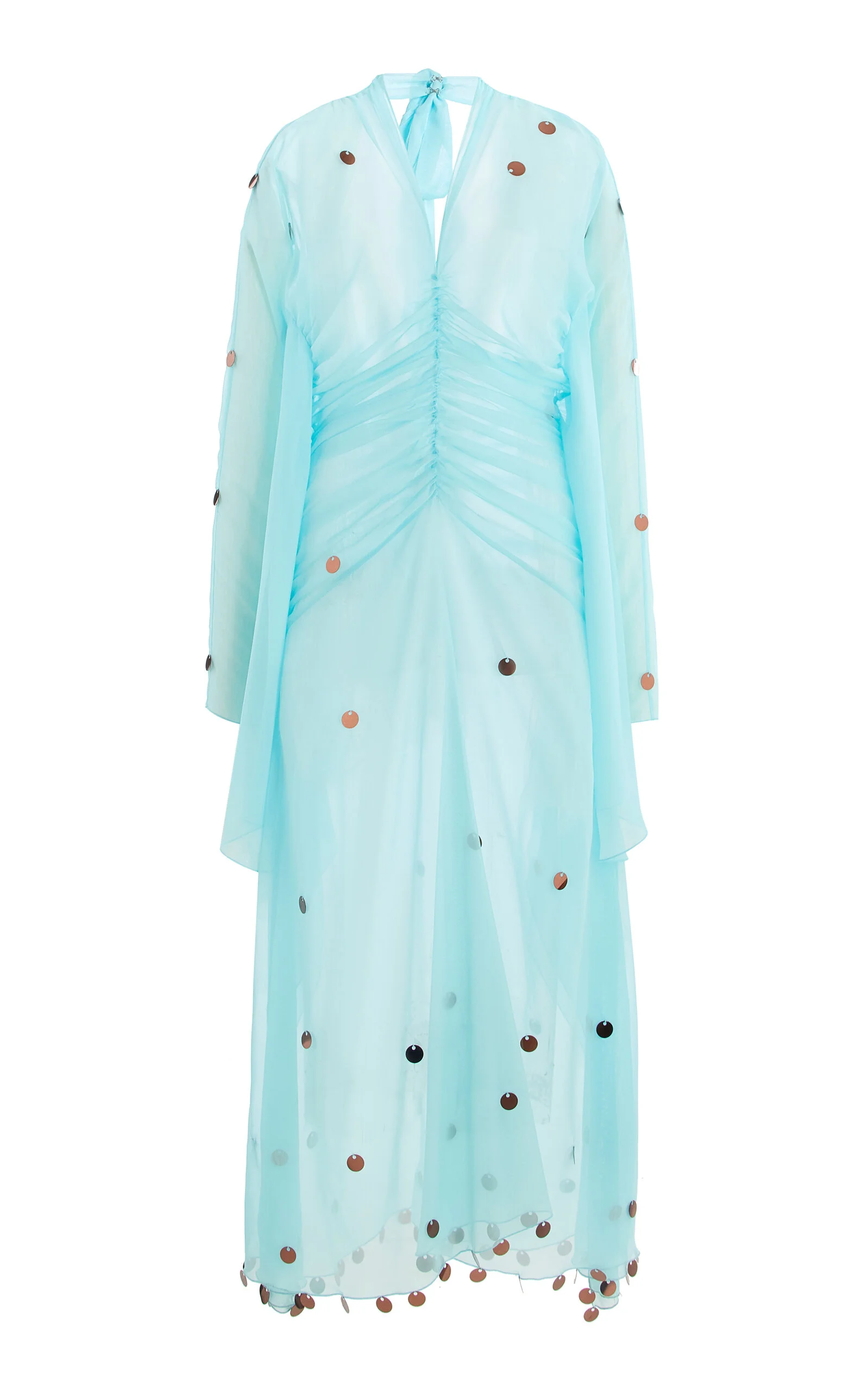 Exclusive La Isla Ruched Sequined Chiffon Maxi Dress blue - 1