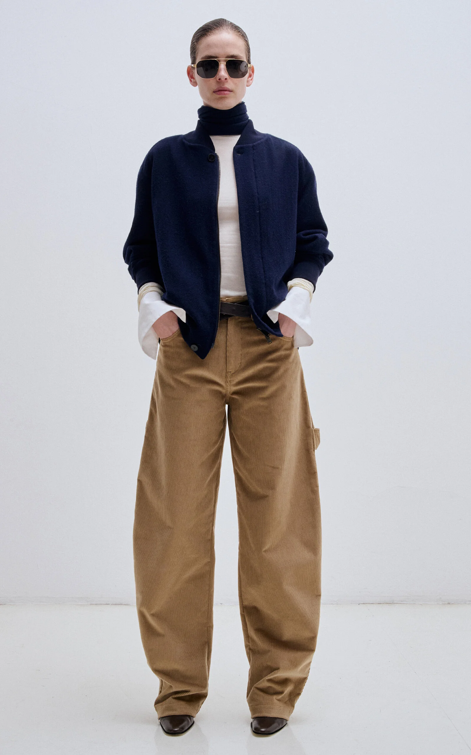 Audrey New Cotton-Blend Barrel-Leg Pants tan - 1