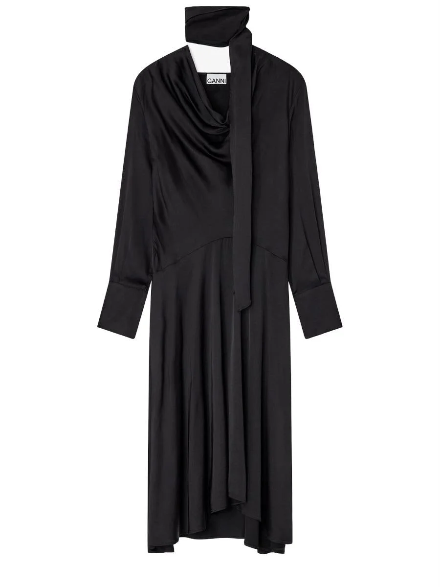 Ganni Midi Dress With Scarf - 1