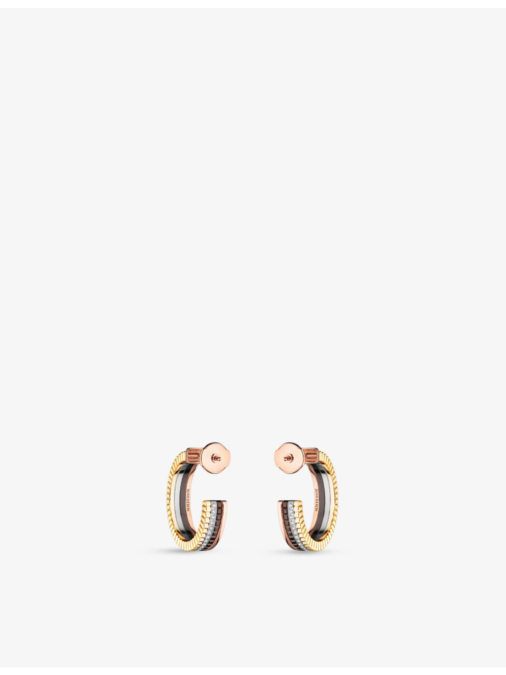 Quatre Classique 18ct yellow-gold, white-gold, rose-gold and 0.28ct diamond hoop earrings - 4