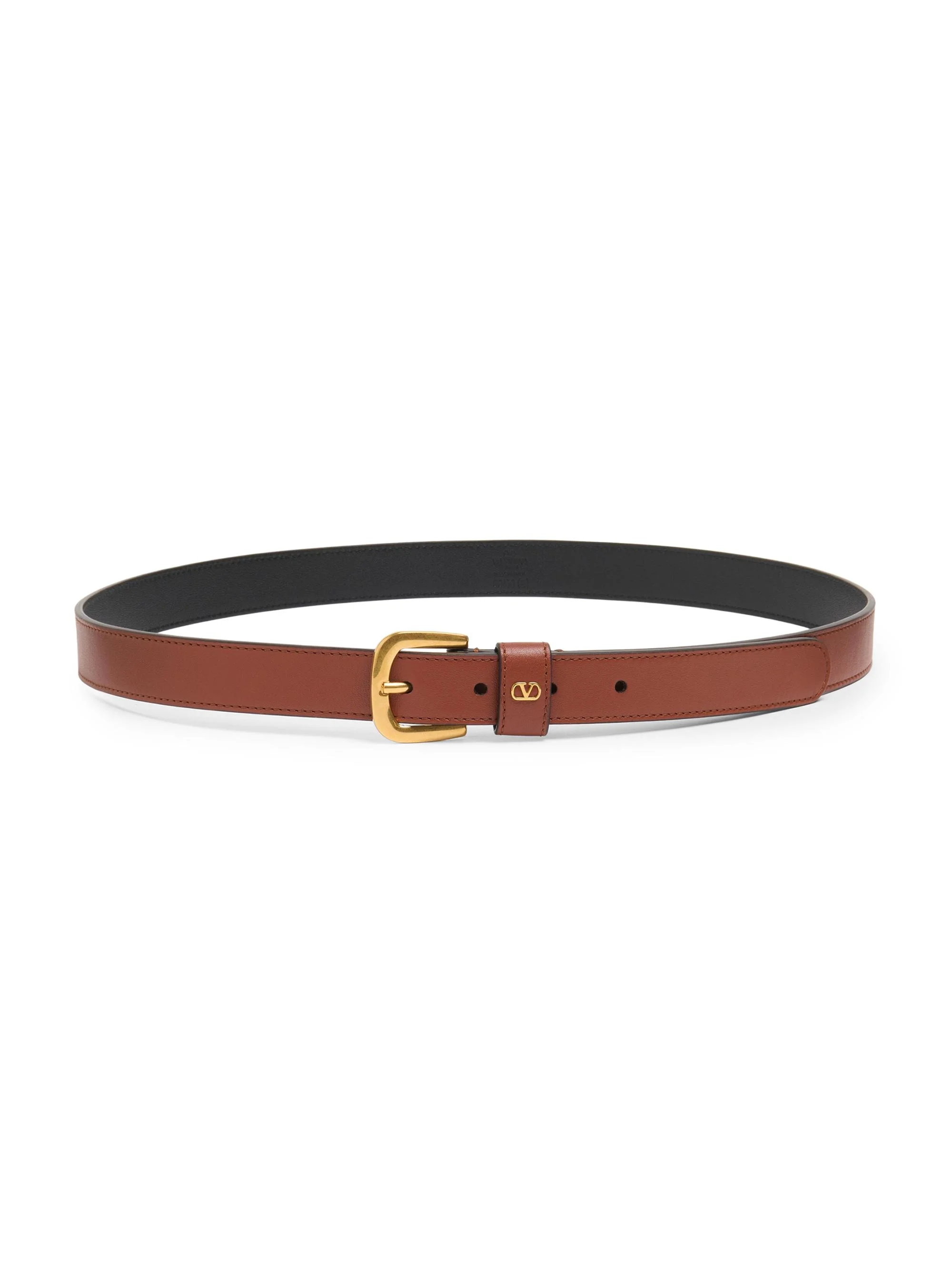 Men's VLogo Signature Belt in Shiny Calfskin 25MM - Deep Caramel - 1