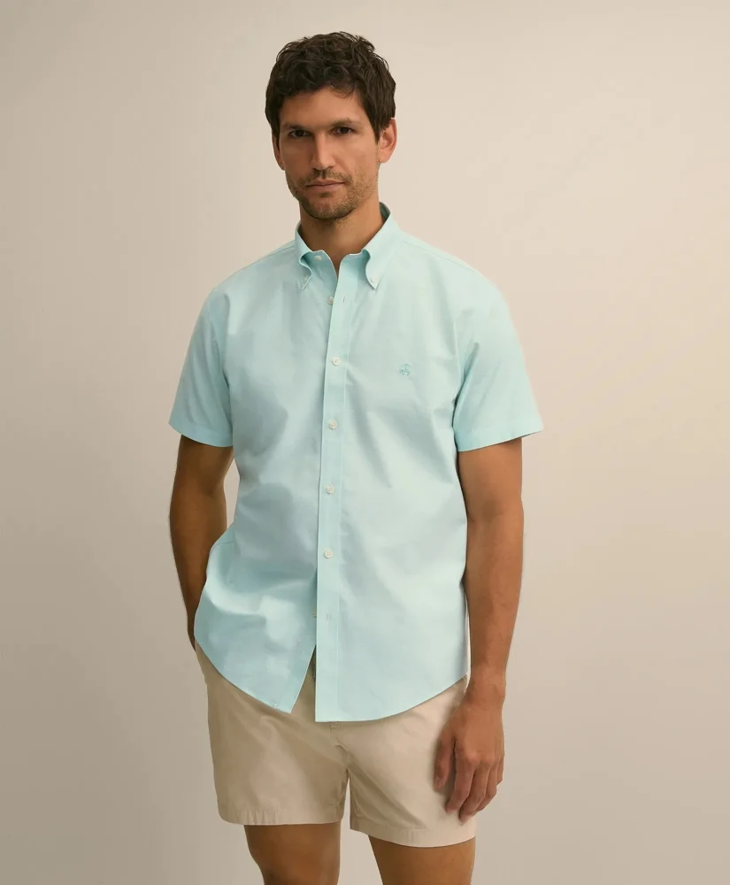 Stretch Non-Iron Cotton-Oxford Polo Button-Down Short-Sleeve Sport Shirt - 1
