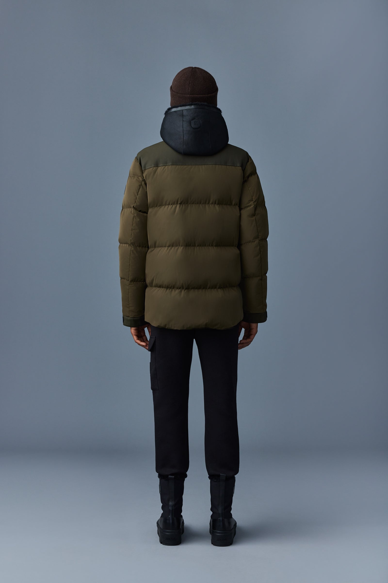 RILEY classic down jacket with removable shearling bib - 4
