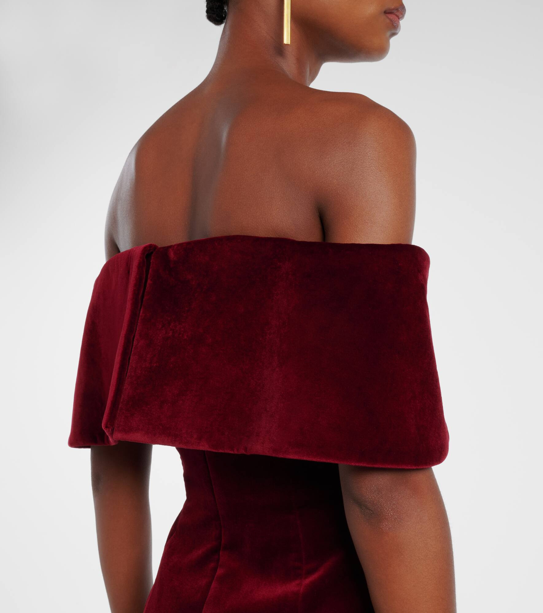 Carita off-shoulder cotton velvet midi dress - 7