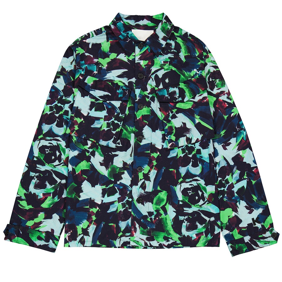 Kenzo Men's Grass Green Allover Flower Print Shirt - 1