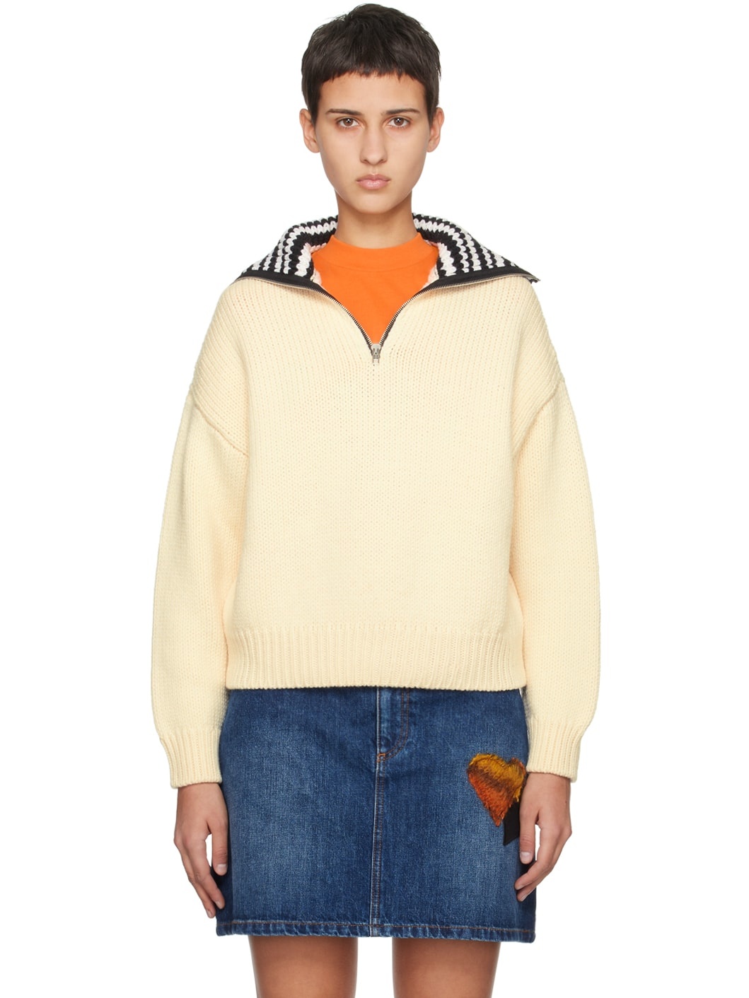 Off-White Half-Zip Sweater - 1