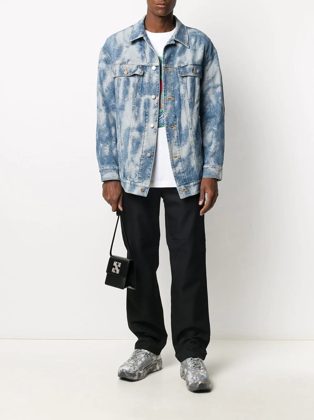 bleached-effect denim jacket - 2